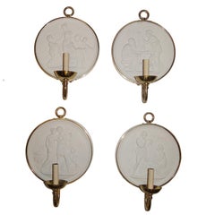 Set of Neoclassic Plaque Sconces, Sold per Pair