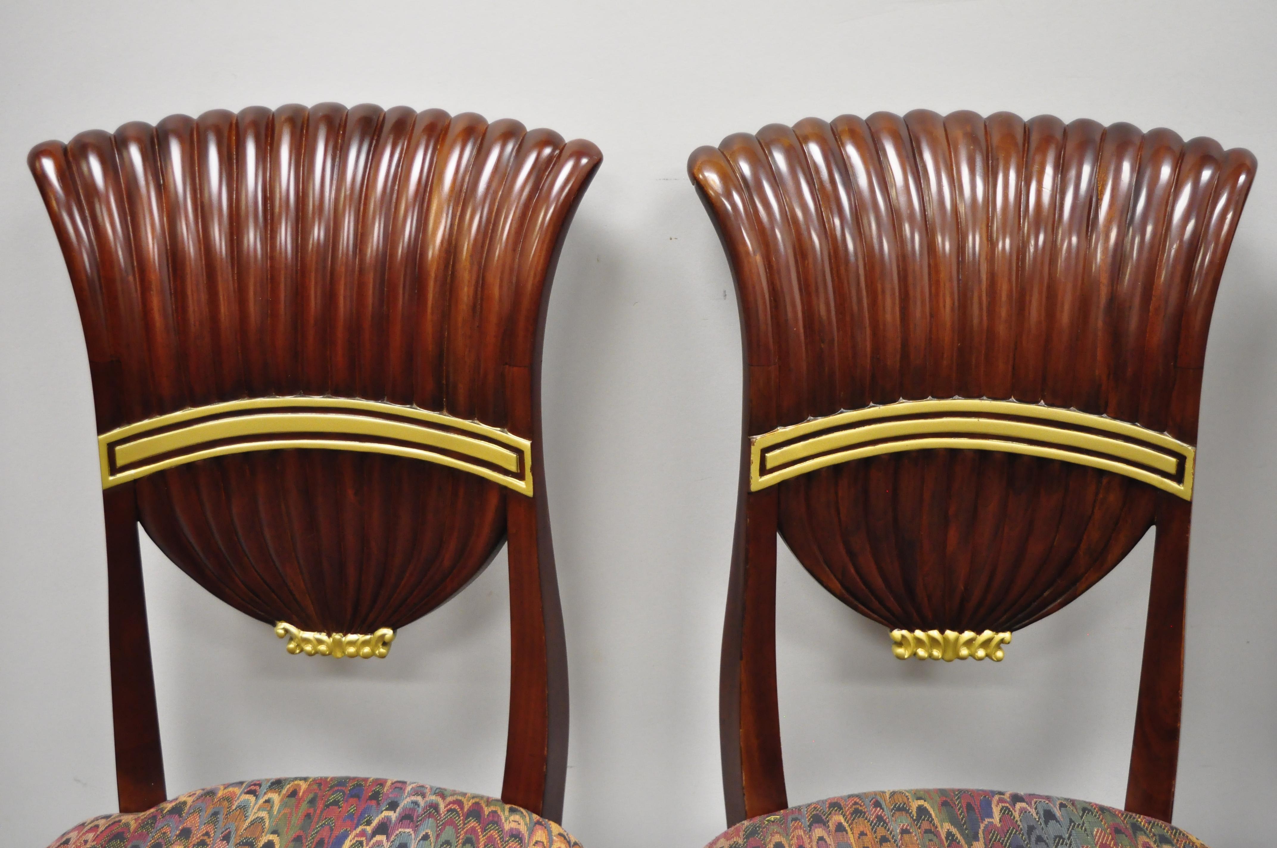 Set of Four French Neoclassical Style Mahogany Shell Fan Back Dining Room Chairs In Good Condition In Philadelphia, PA