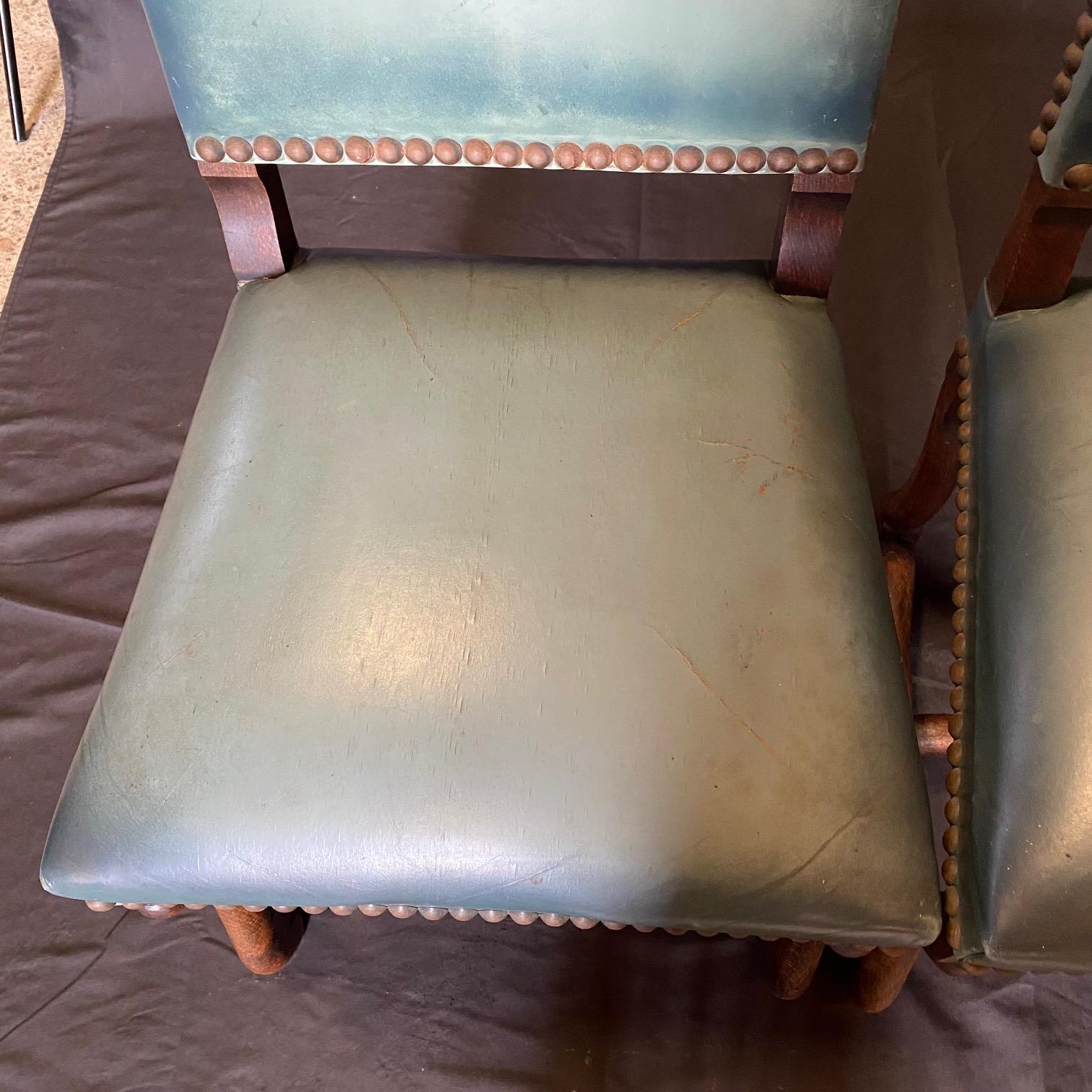 Set di quattro sedie da pranzo in pelle francese Os de Mouton, blu guscio d'uovo. in vendita 9