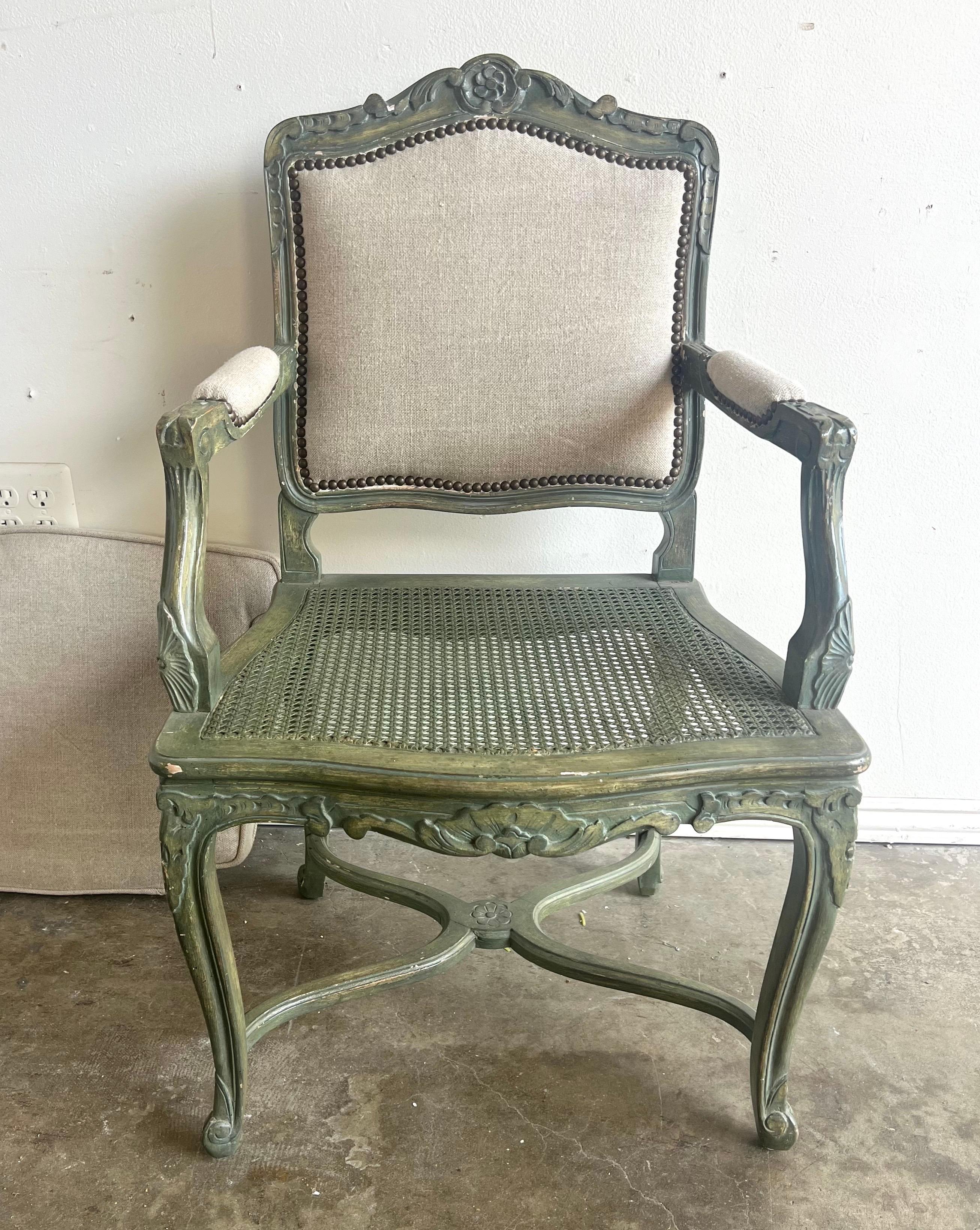 Set of Four French Painted Armchairs C. 1900's For Sale 6