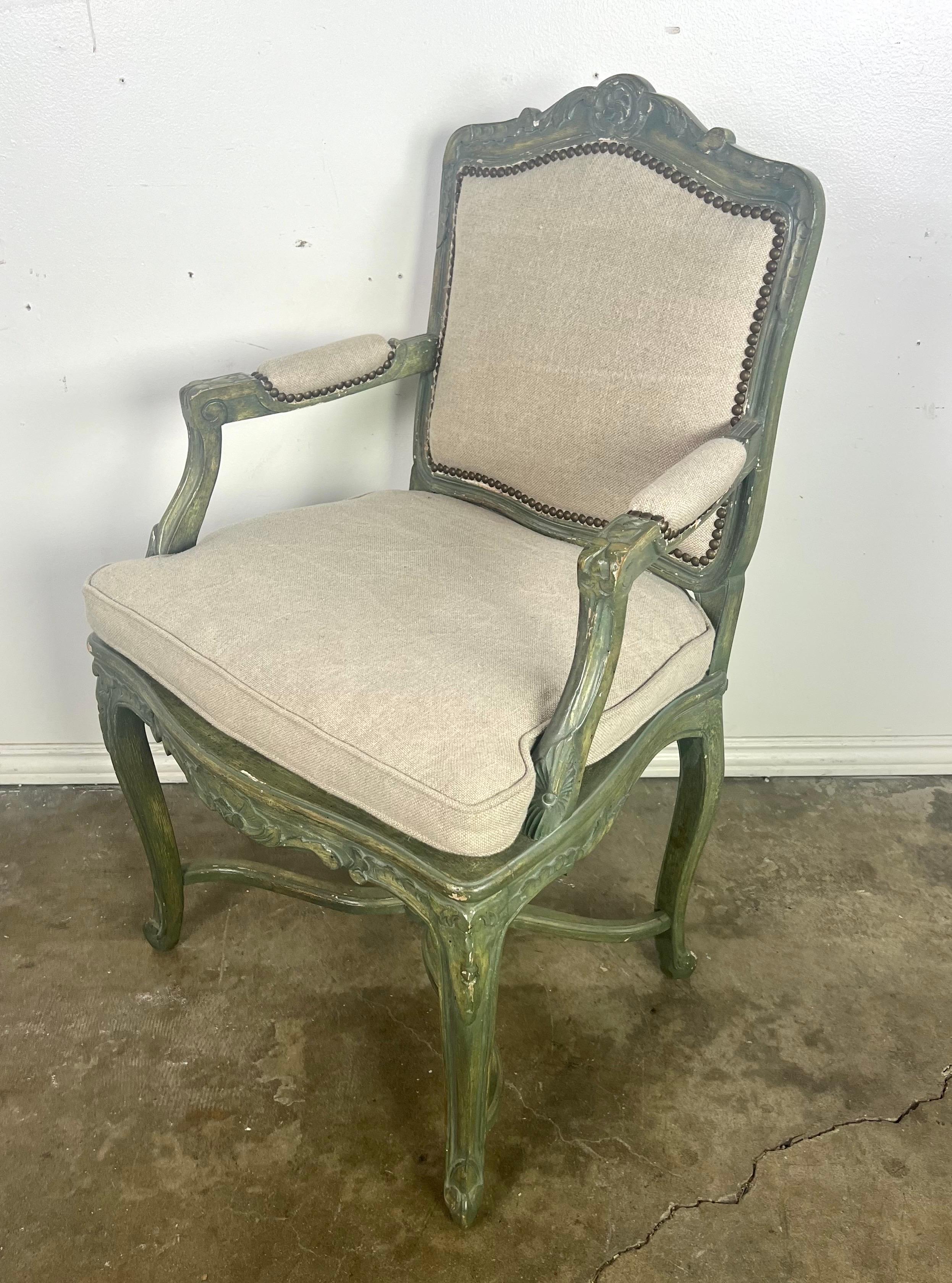 Set of Four French Painted Armchairs C. 1900's For Sale 11