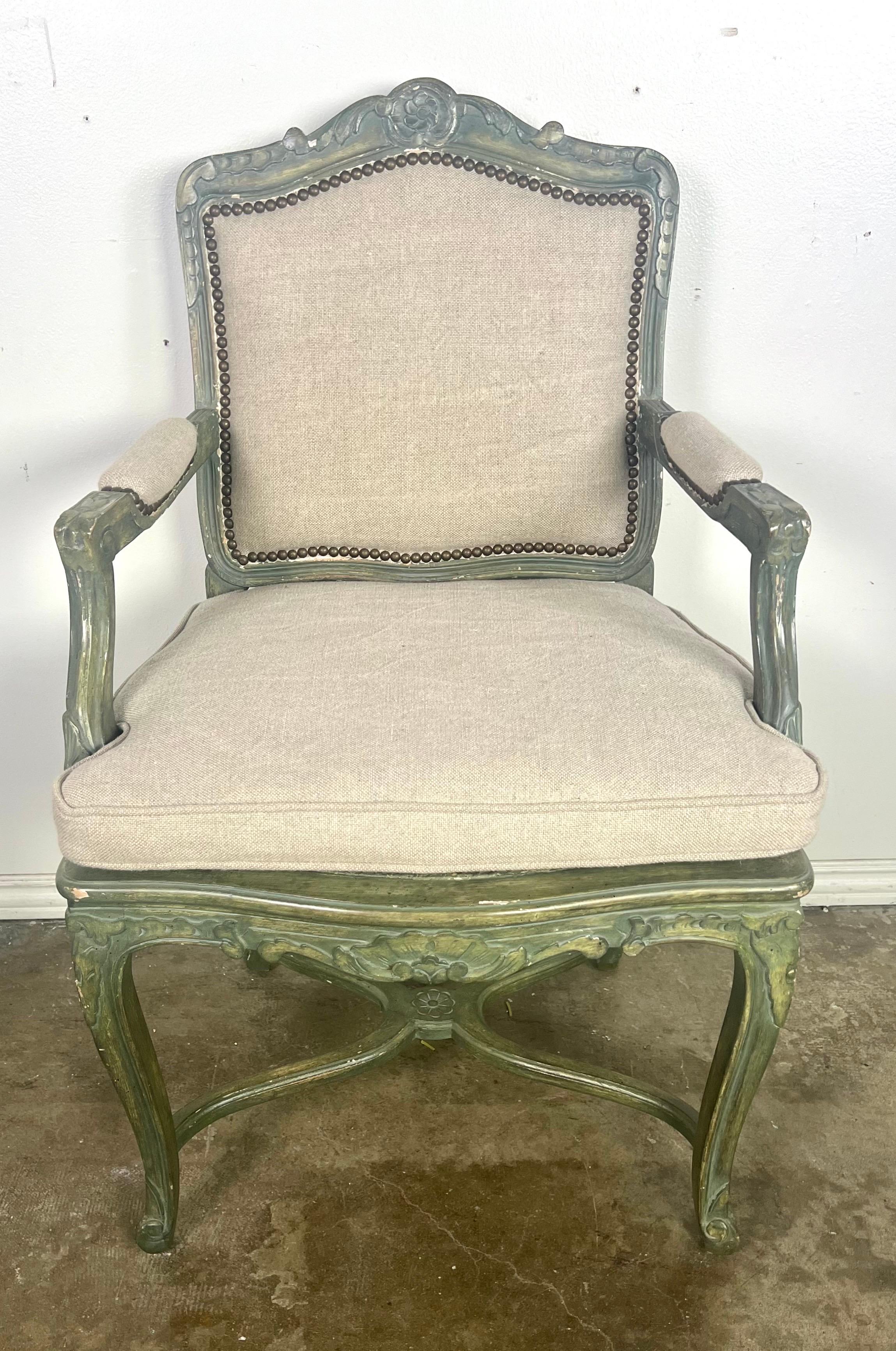 Set of Four French Painted Armchairs C. 1900's For Sale 3