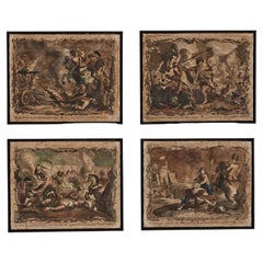 Set of Four French Painted Etchings