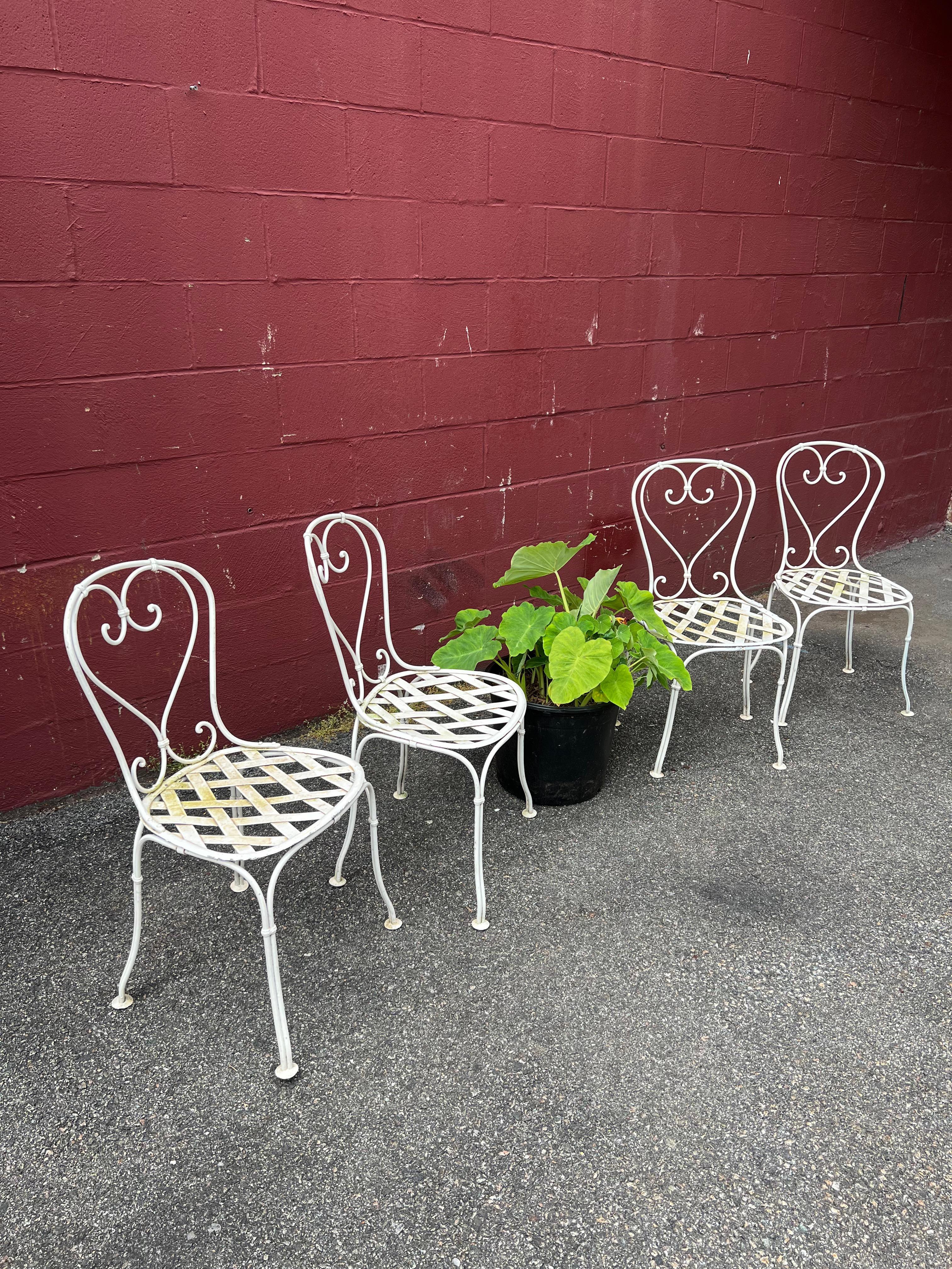Set of Four French Painted Garden Chairs For Sale 4