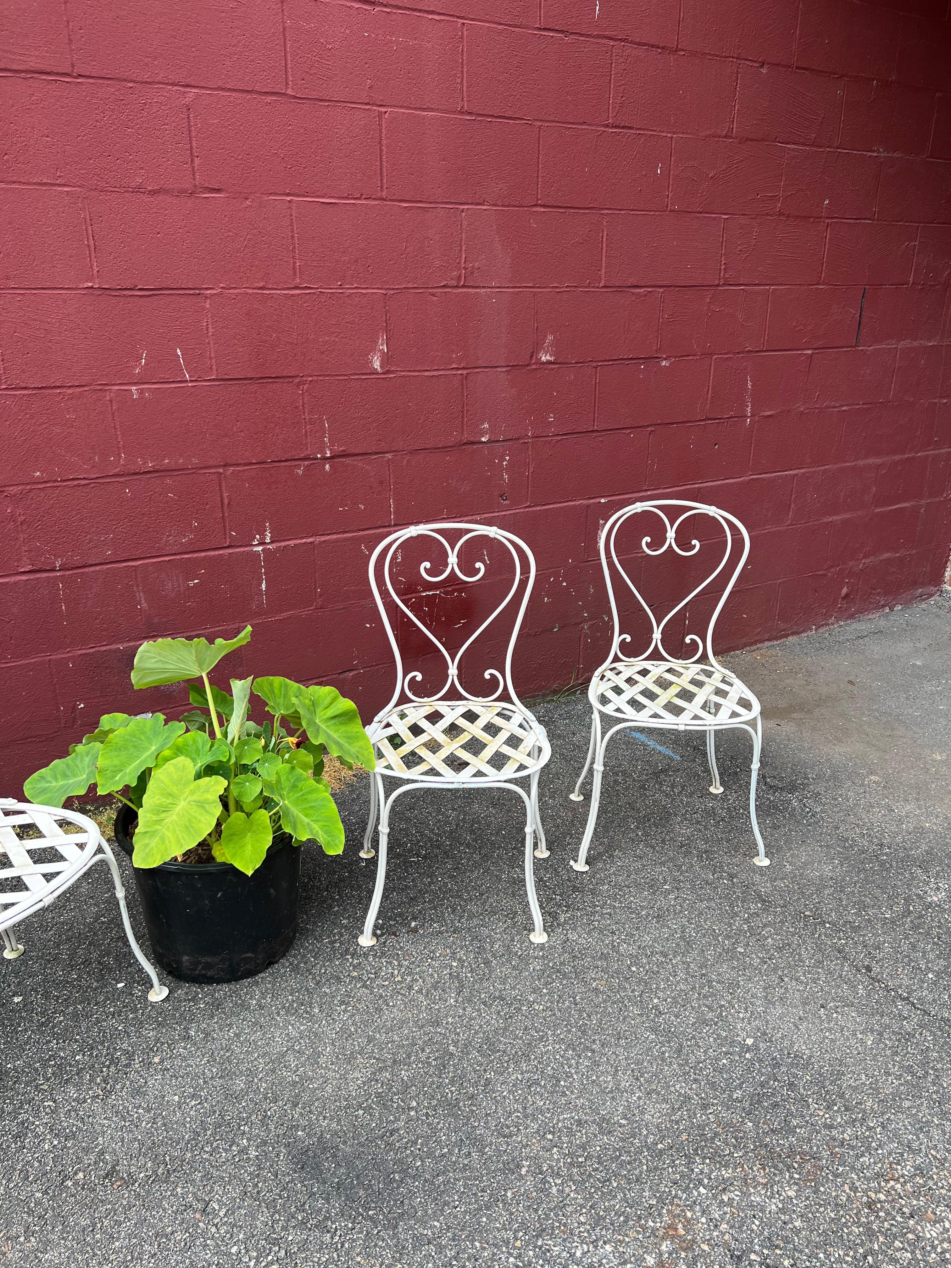 Early 20th Century Set of Four French Painted Garden Chairs For Sale