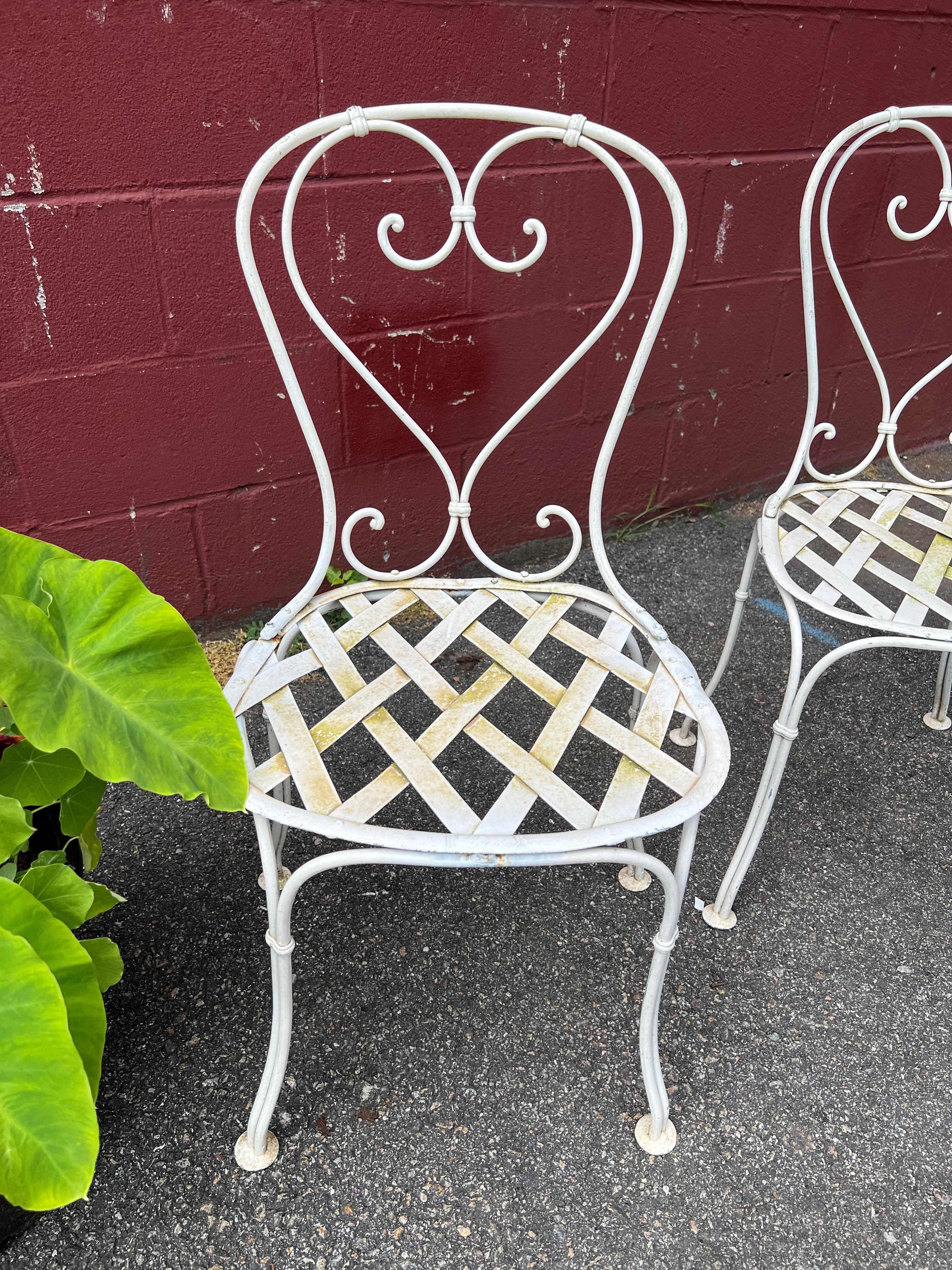 Iron Set of Four French Painted Garden Chairs For Sale