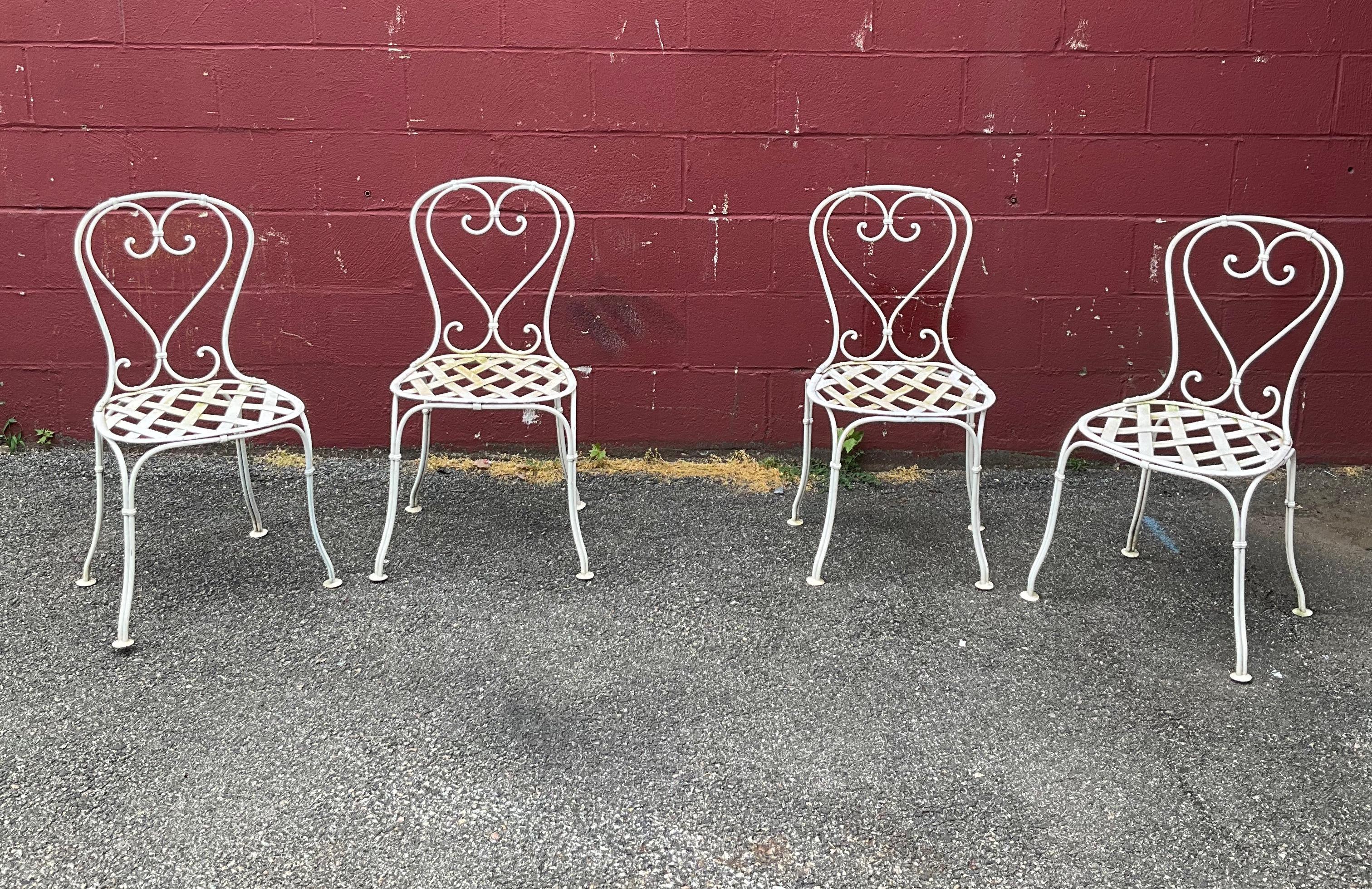Set of Four French Painted Garden Chairs For Sale 1
