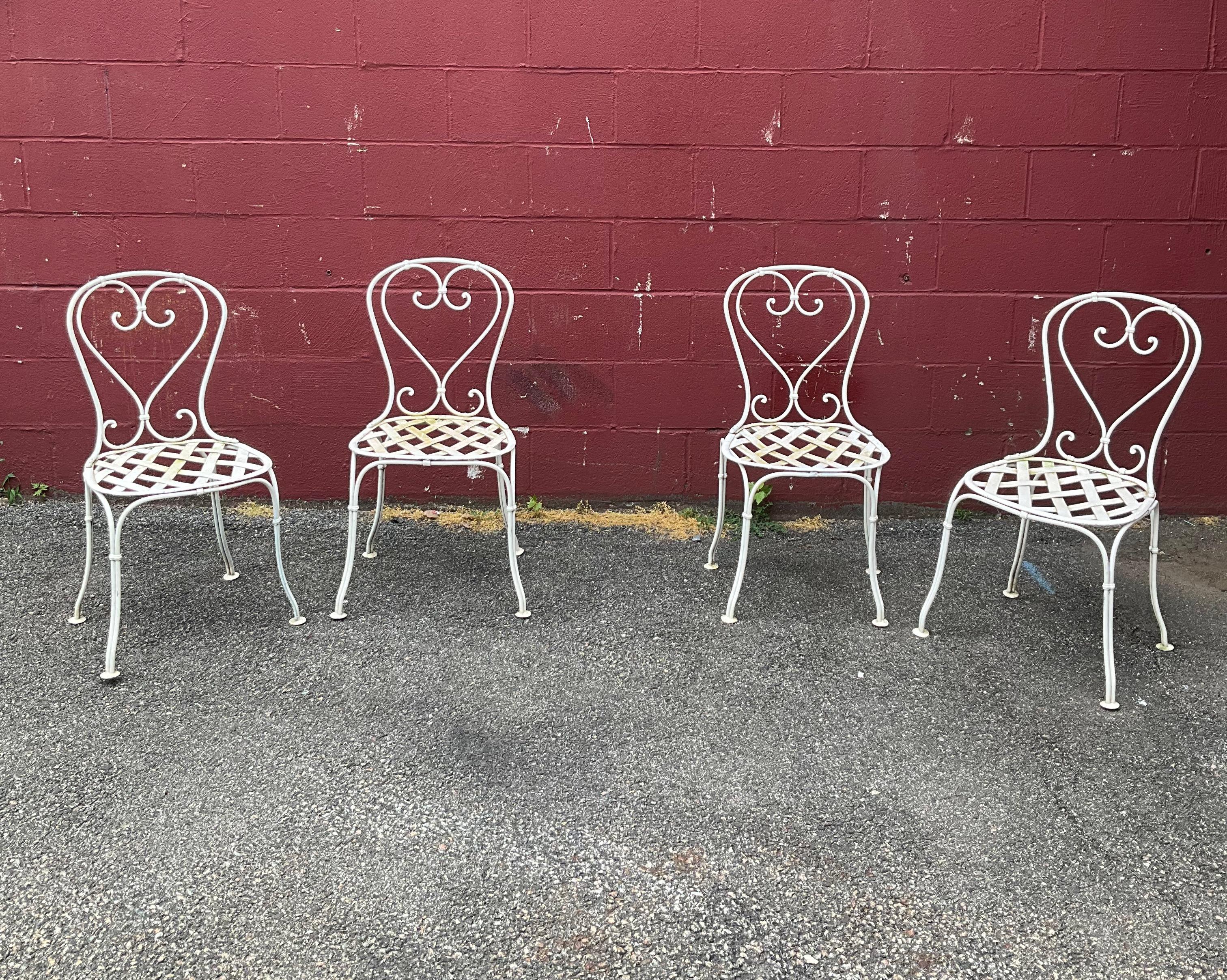 Set of Four French Painted Garden Chairs For Sale 3