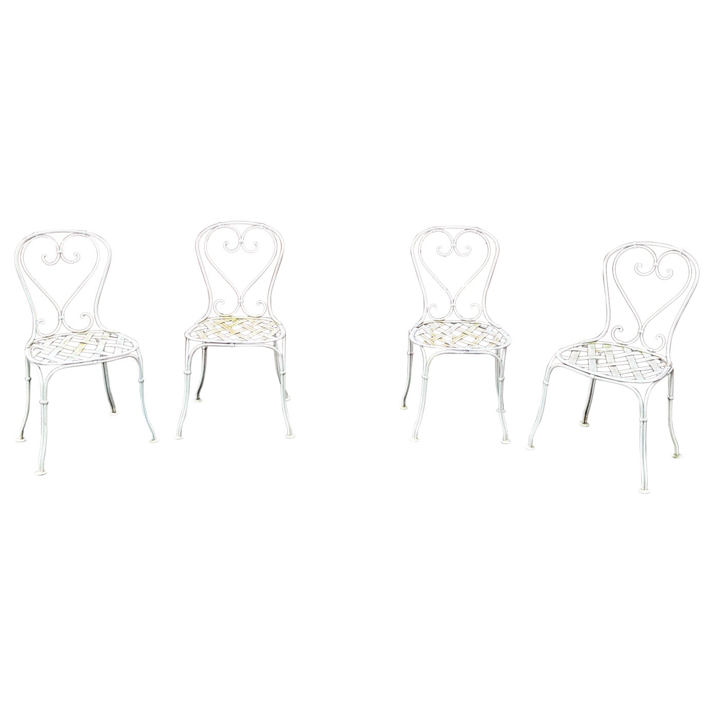 Set of Four French Painted Garden Chairs