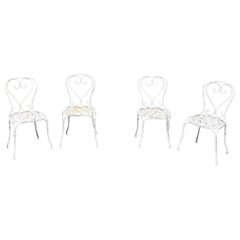 Set of Four French Painted Garden Chairs