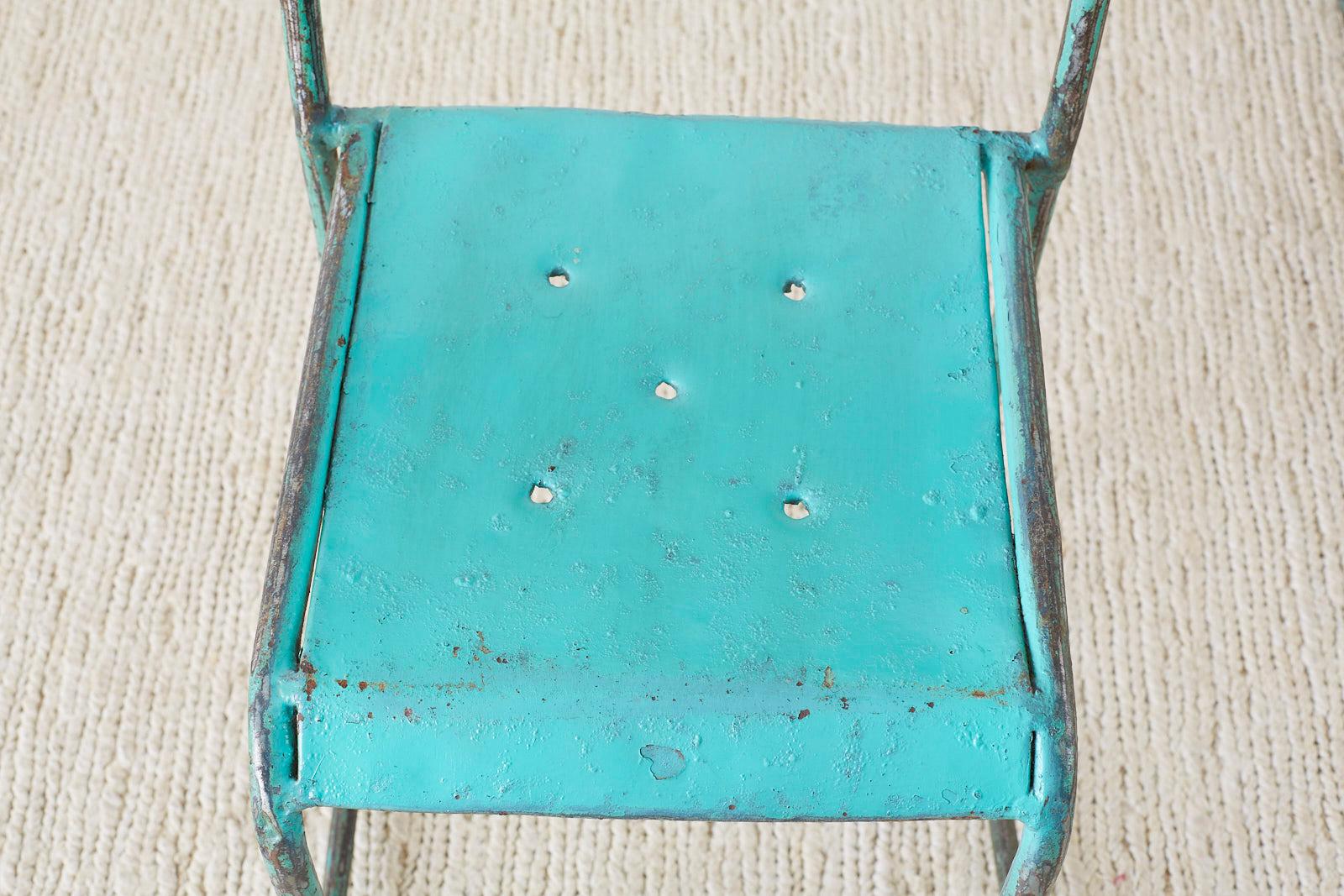 Set of Four French Painted Steel Stacking Garden Chairs 15