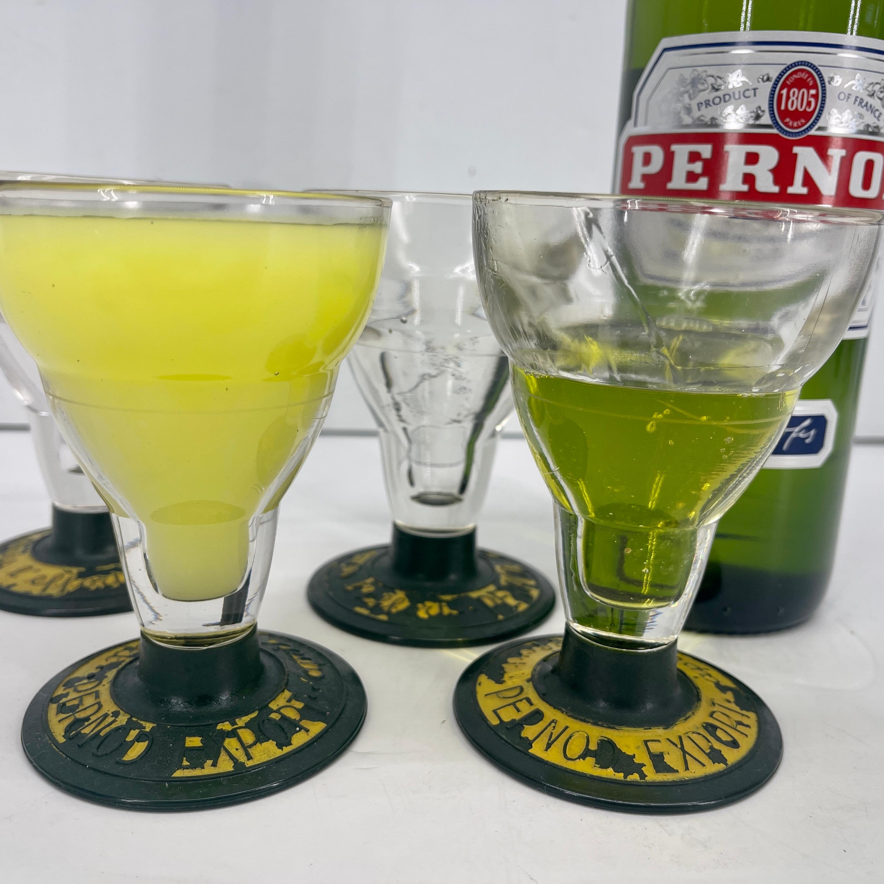 Set of Four French Pernod Glasses with Bakelite Bases, 1930's 6