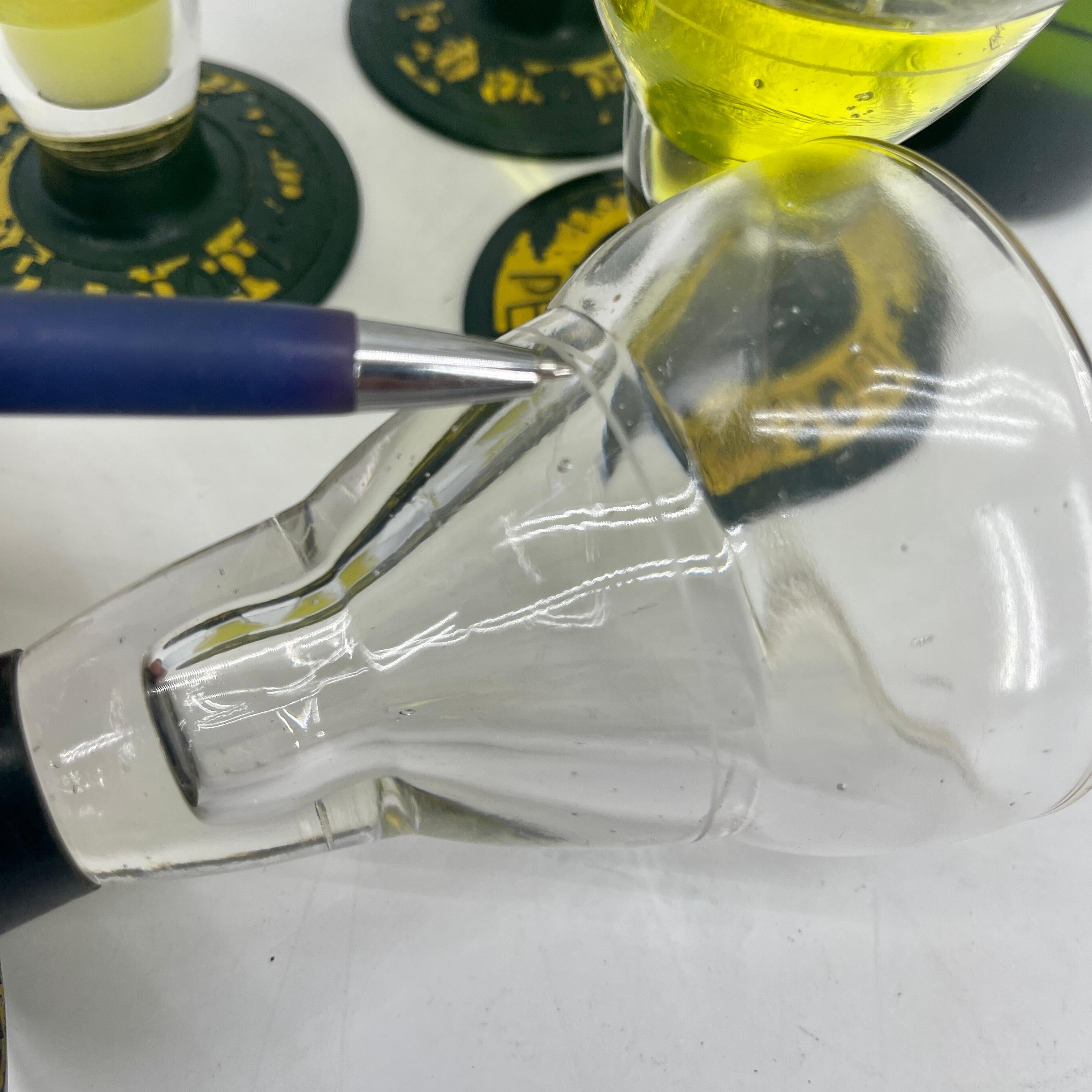 Set of Four French Pernod Glasses with Bakelite Bases, 1930's 7