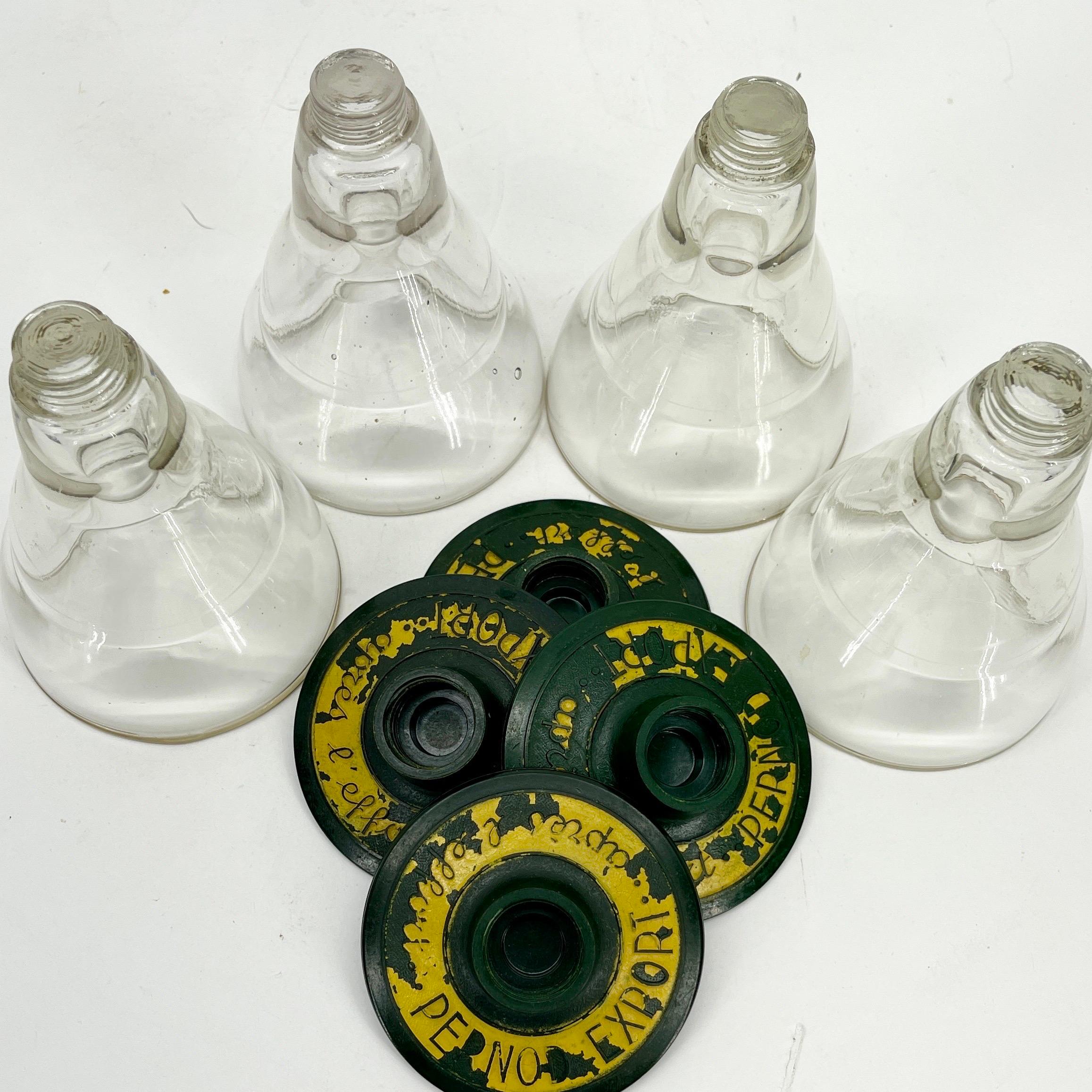 Set of Four French Pernod Glasses with Bakelite Bases, 1930's 11