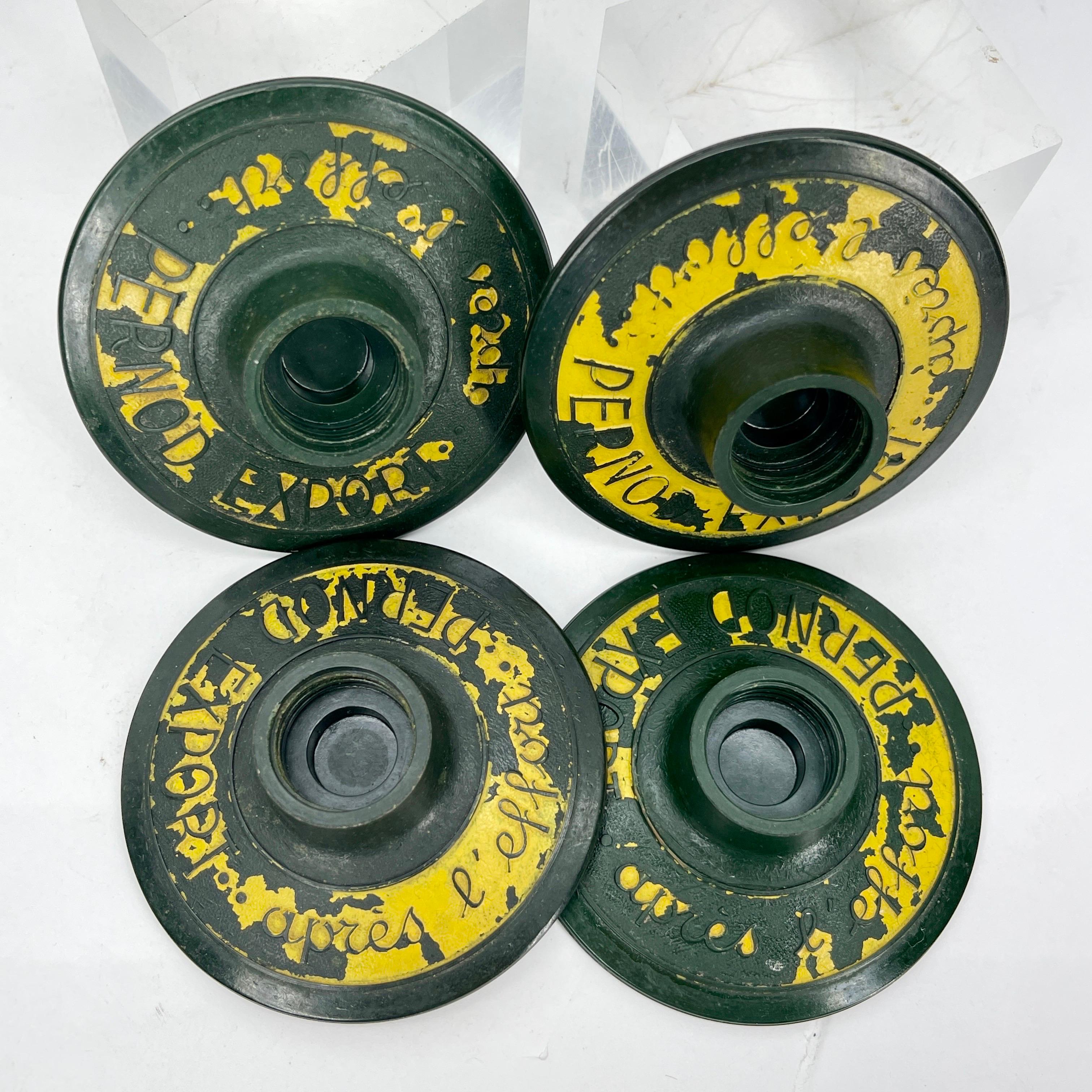 Set of Four French Pernod Glasses with Bakelite Bases, 1930's 13