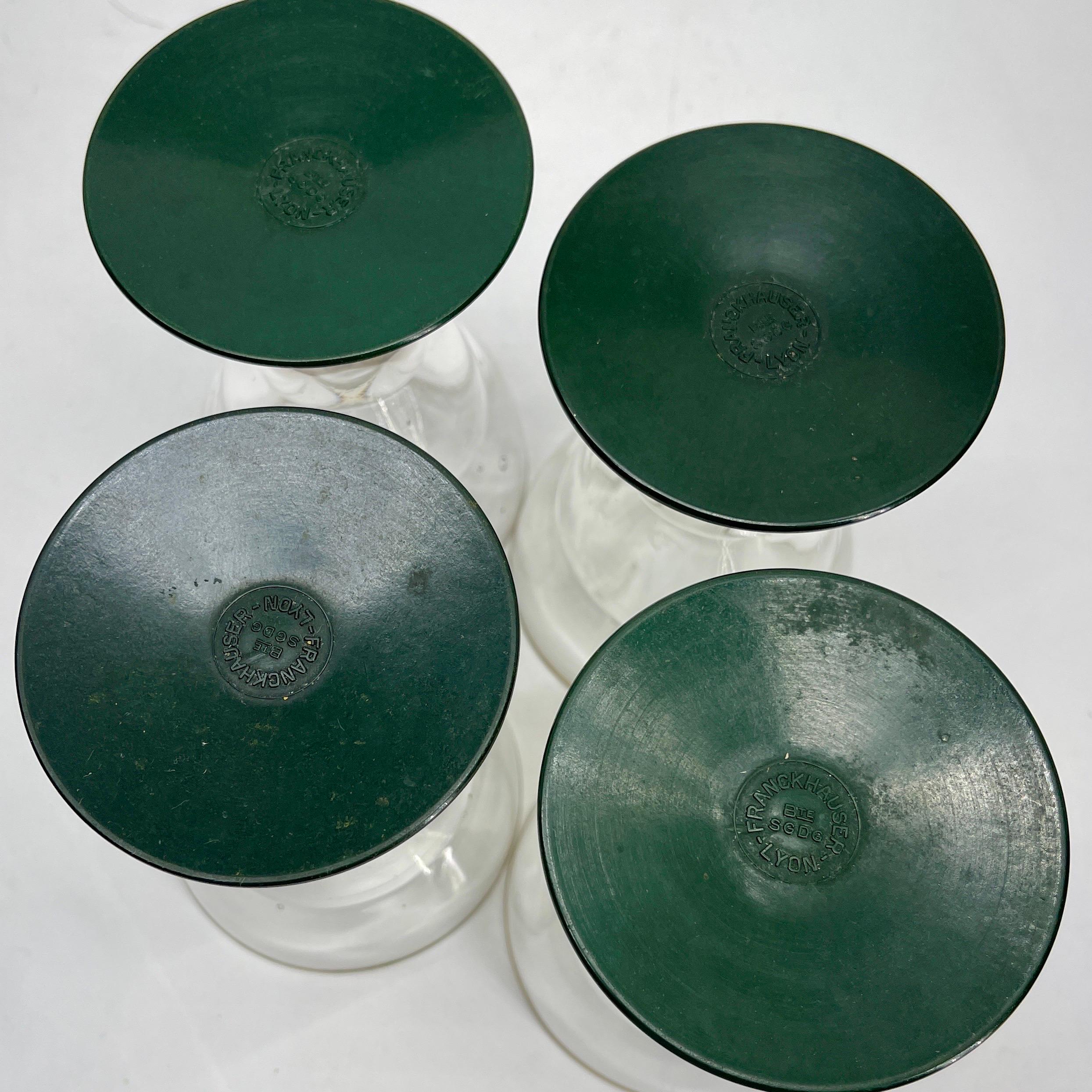 Set of Four French Pernod Glasses with Bakelite Bases, 1930's 14