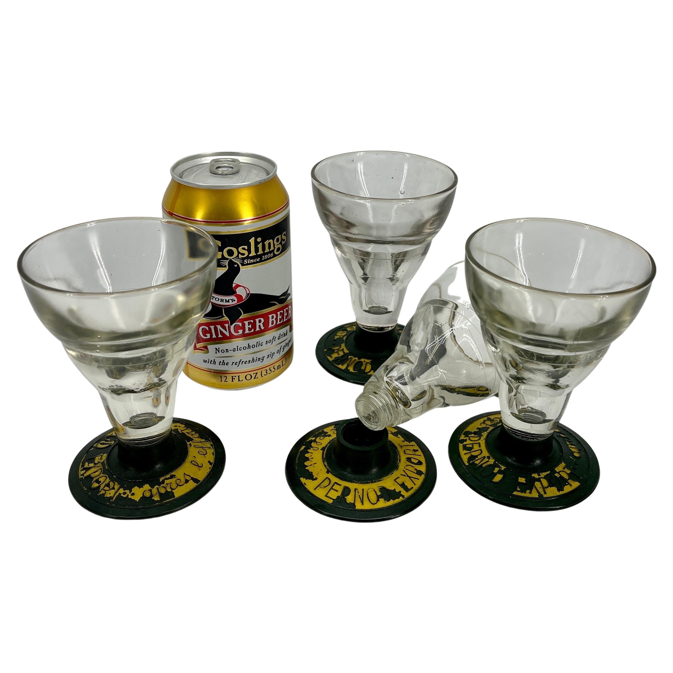 Set of Four French Pernod Glasses with Bakelite Bases, 1930's 1