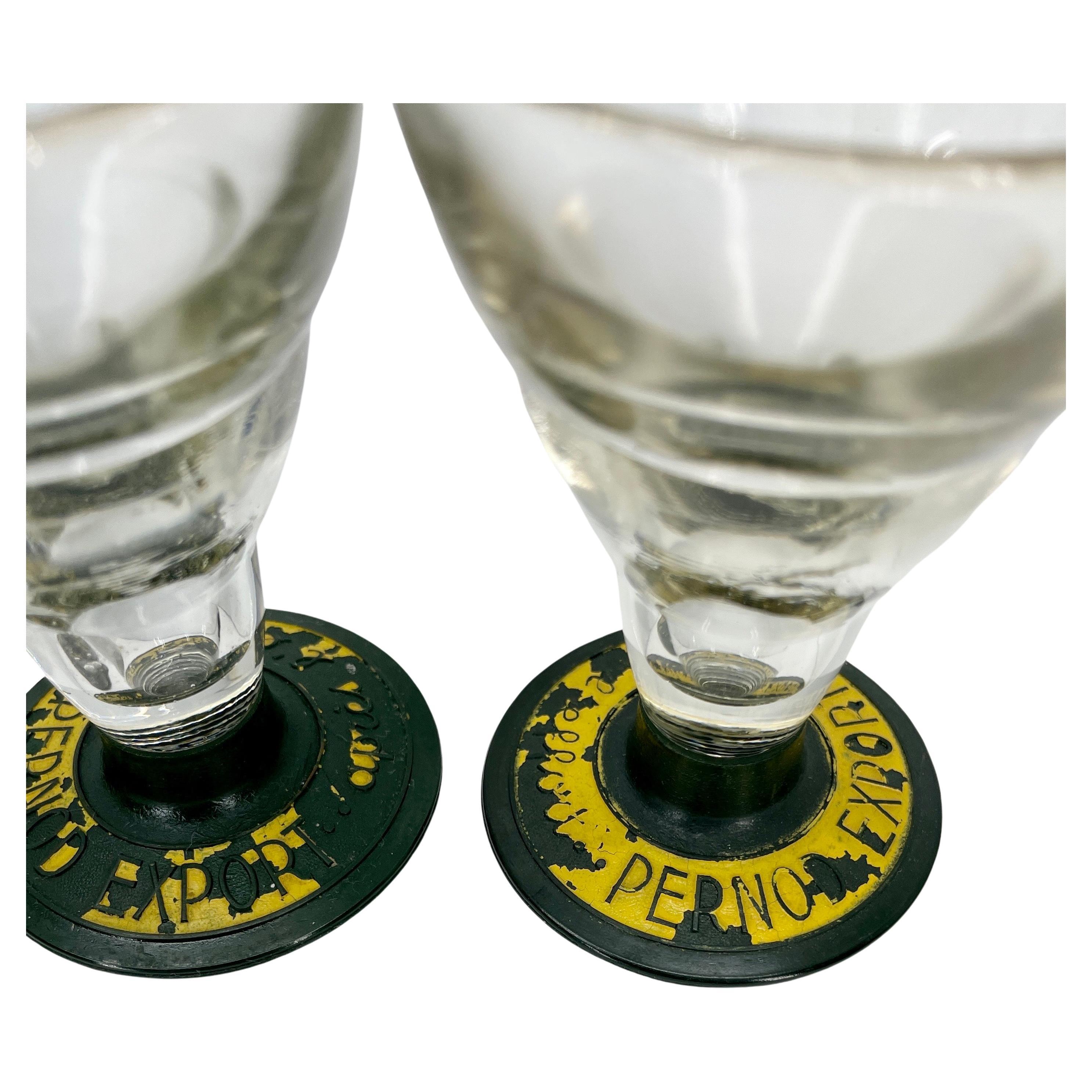 Set of Four French Pernod Glasses with Bakelite Bases, 1930's 2