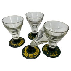 Vintage Set of Four French Pernod Glasses with Bakelite Bases, 1930's