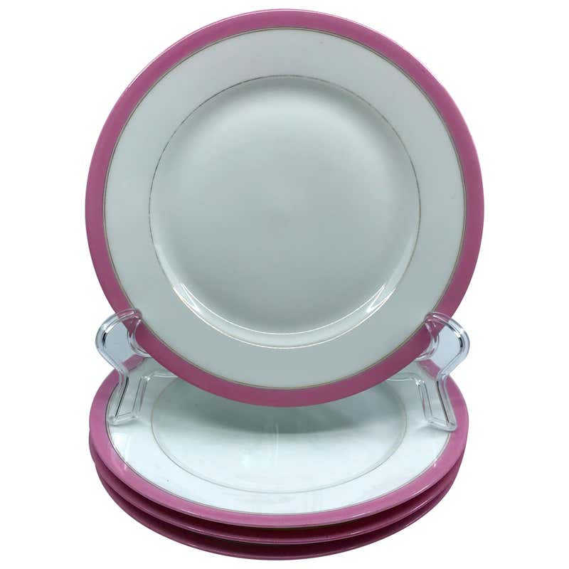 Set of Six Pink and Purple Floral Gilt Plates For Sale at 1stDibs ...