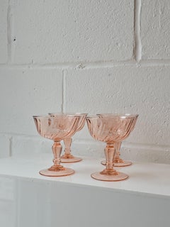 Set of Four French Pink Rosaline Champagne Cocktail Glasses