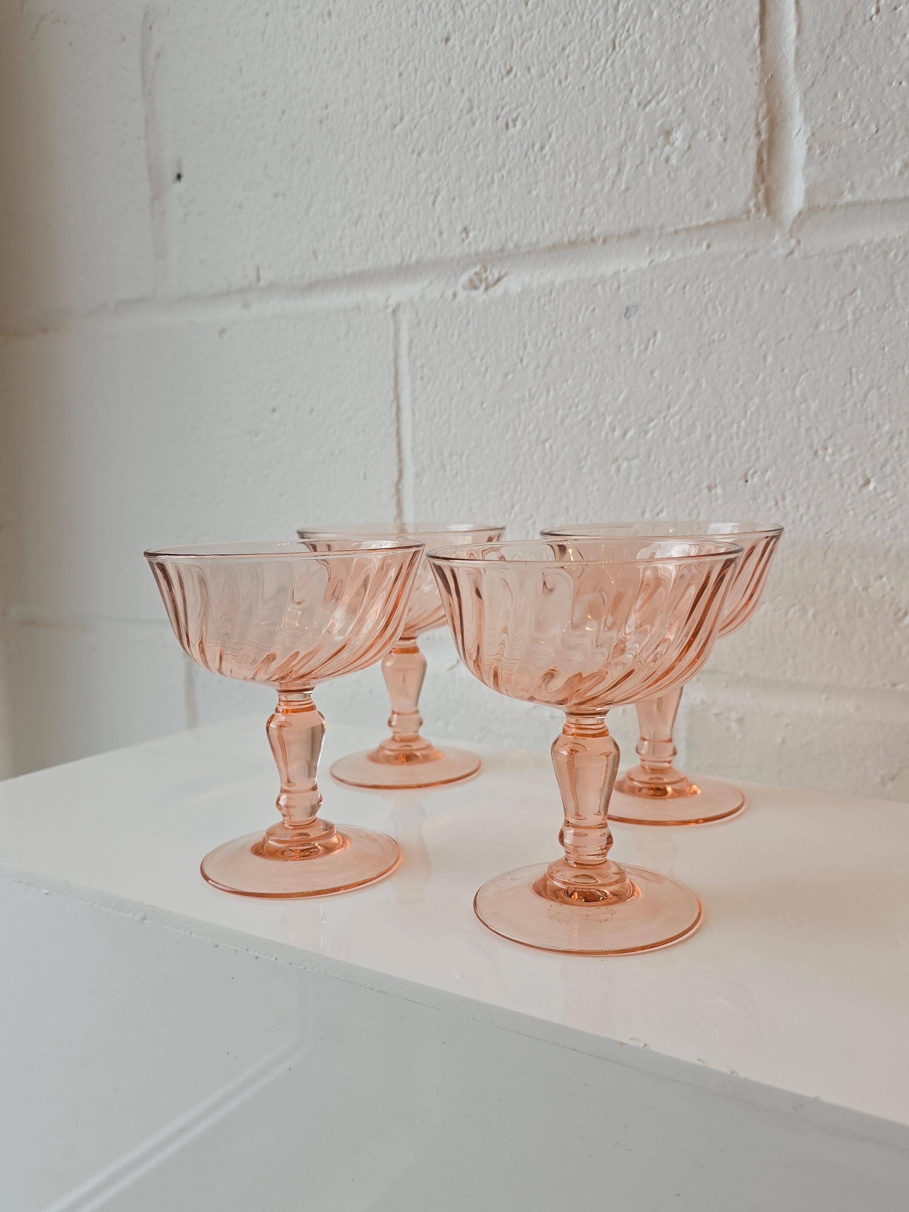 Juego de cuatro copas de cóctel de champán rosas francesas Rosaline Otro en venta