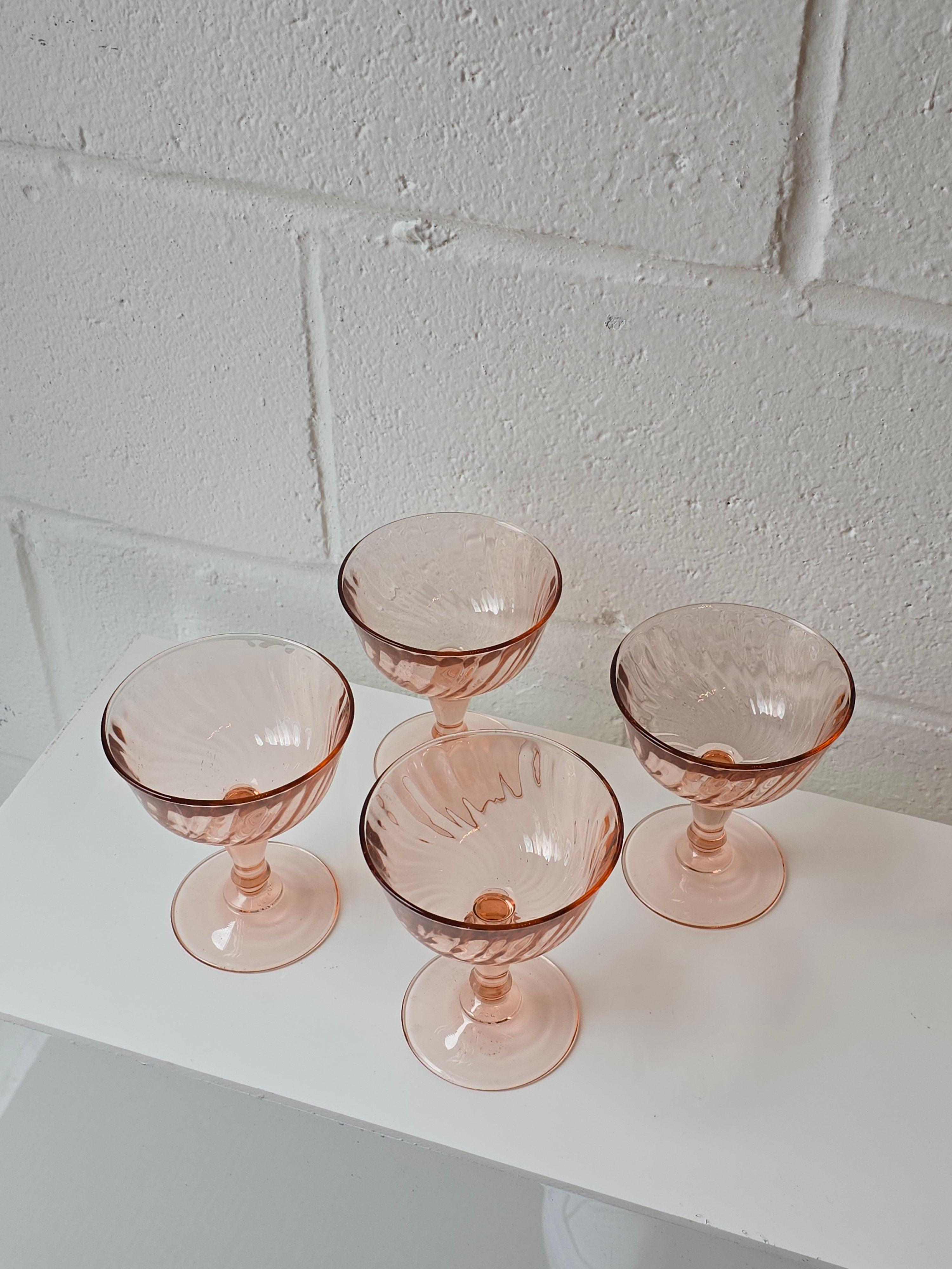 Juego de cuatro copas de cóctel de champán rosas francesas Rosaline Vidrio en venta
