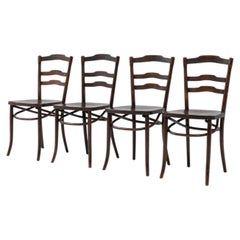 Set of Four French Provincial Dining Chairs, Dark Wood, 20th Century