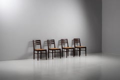 Set of Four French Provincial Oak Dining Chairs, France, 1940s