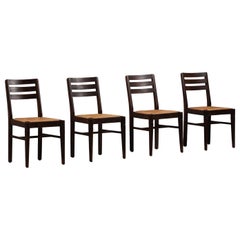 Set of Four French Provincial Oak Dining Chairs, France, 1940s
