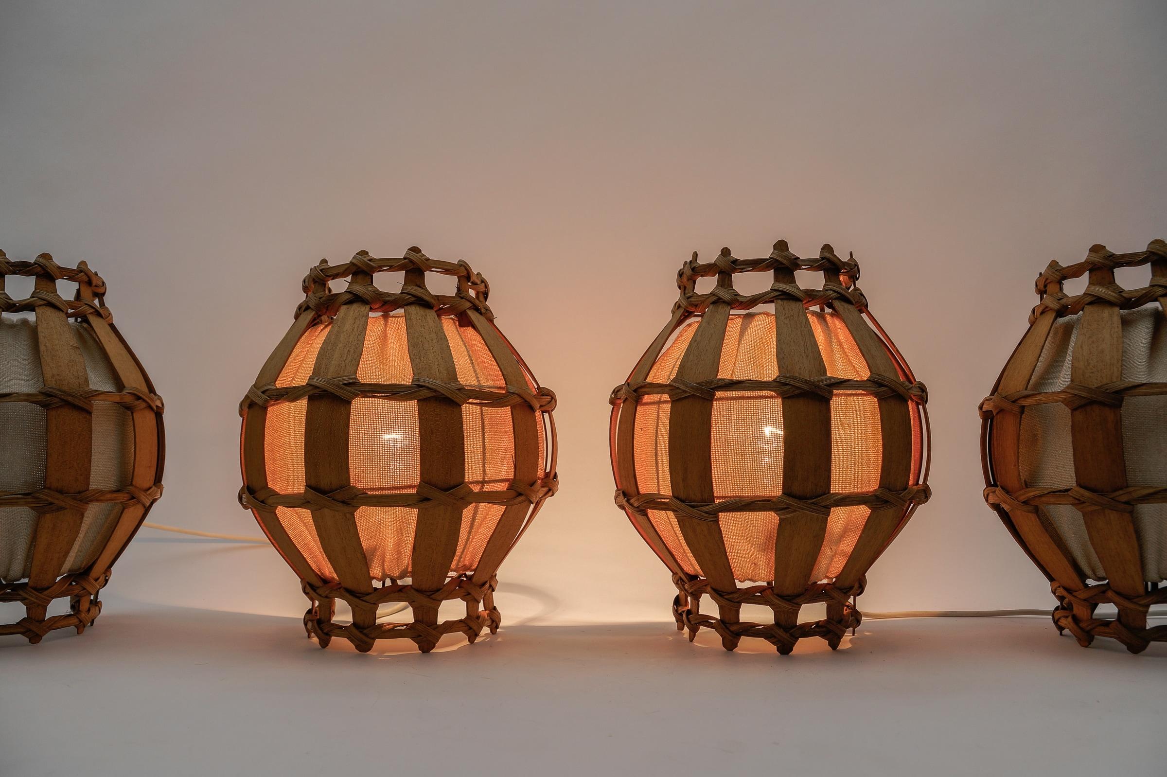 Set of Four French Provincial Wooden Wall Lamps / Sconces, 1960s For Sale 5
