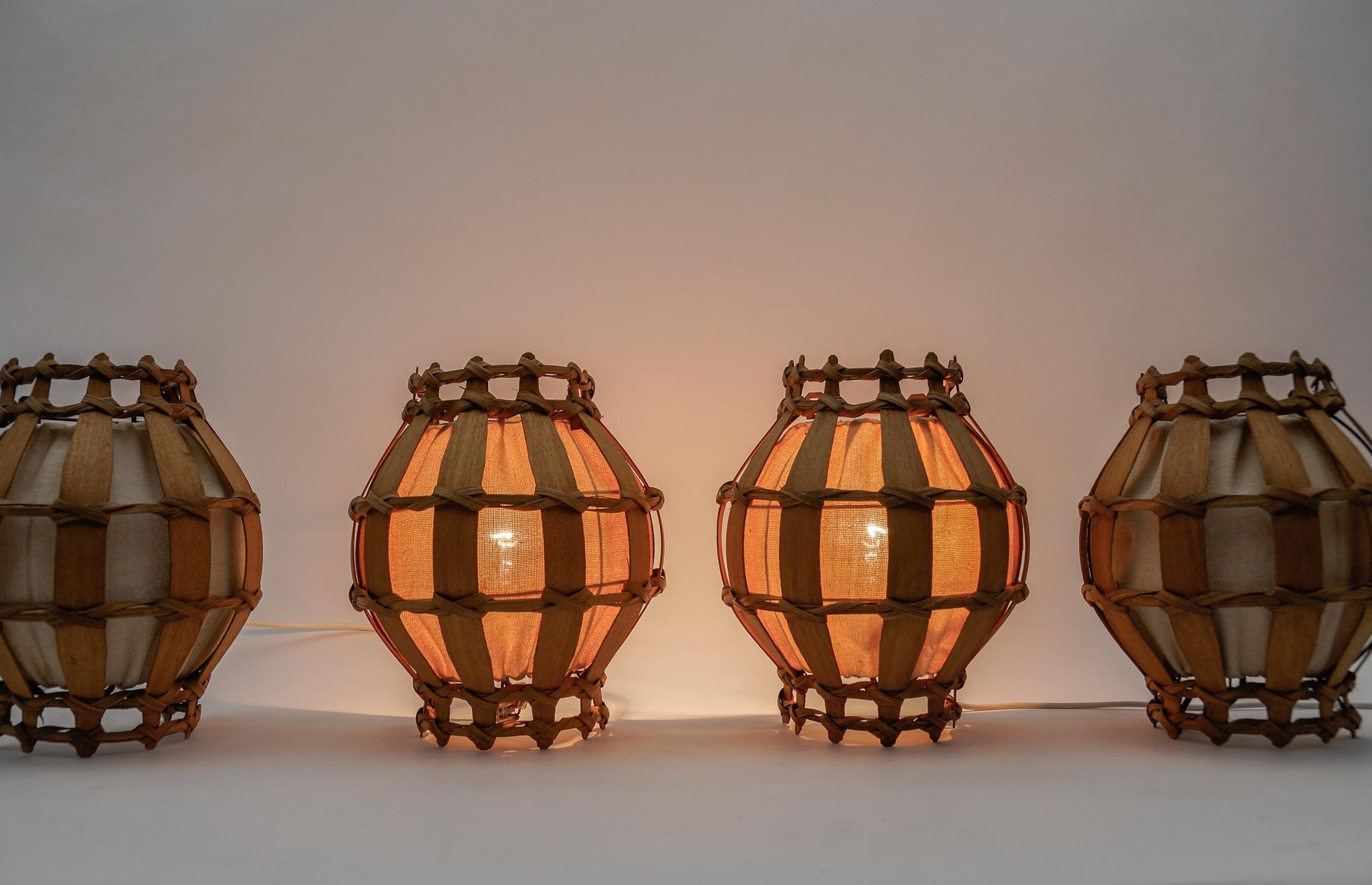 Set of Four French Provincial Wooden Wall Lamps / Sconces, 1960s For Sale 6
