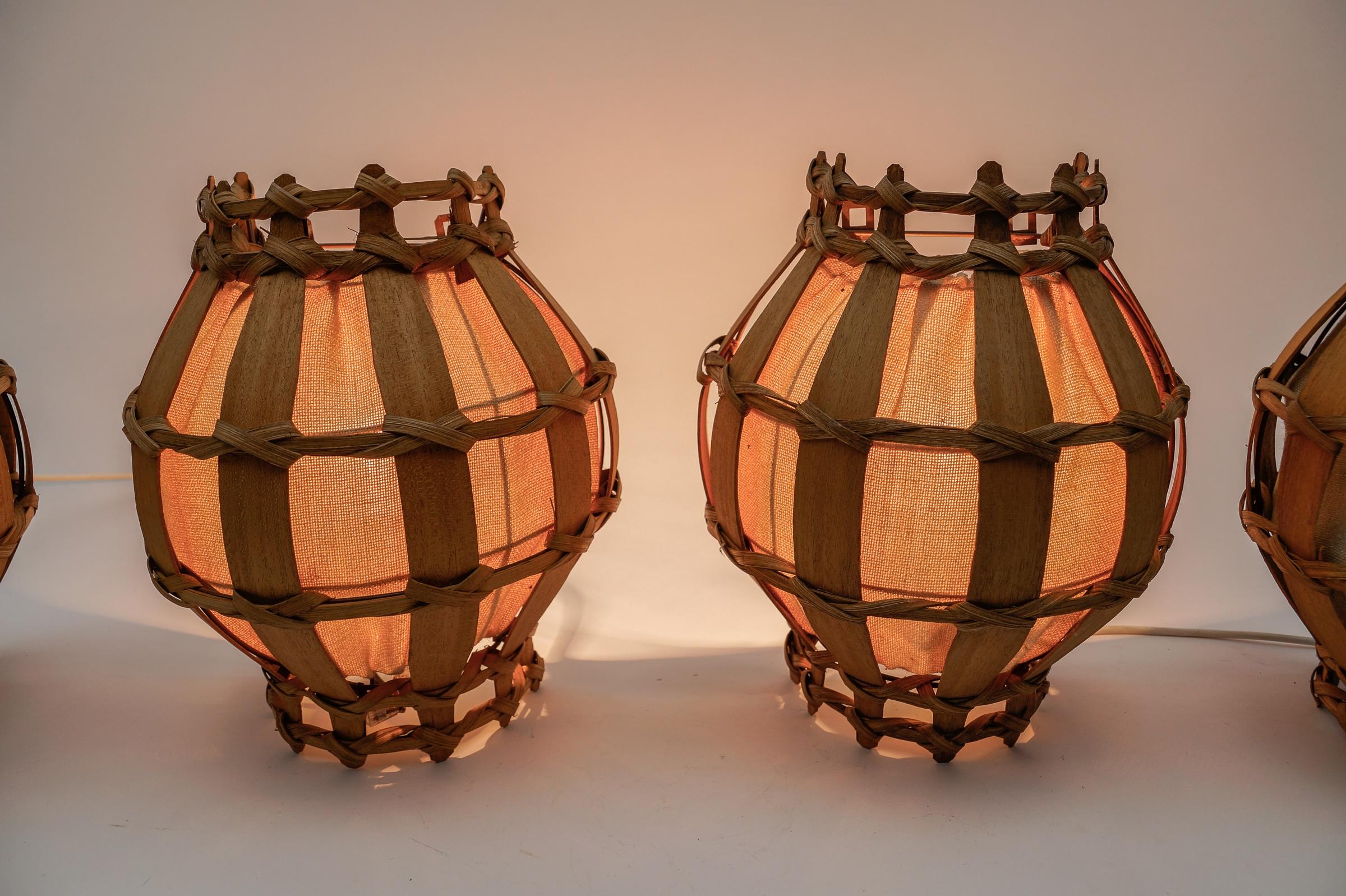 Set of Four French Provincial Wooden Wall Lamps / Sconces, 1960s For Sale 7