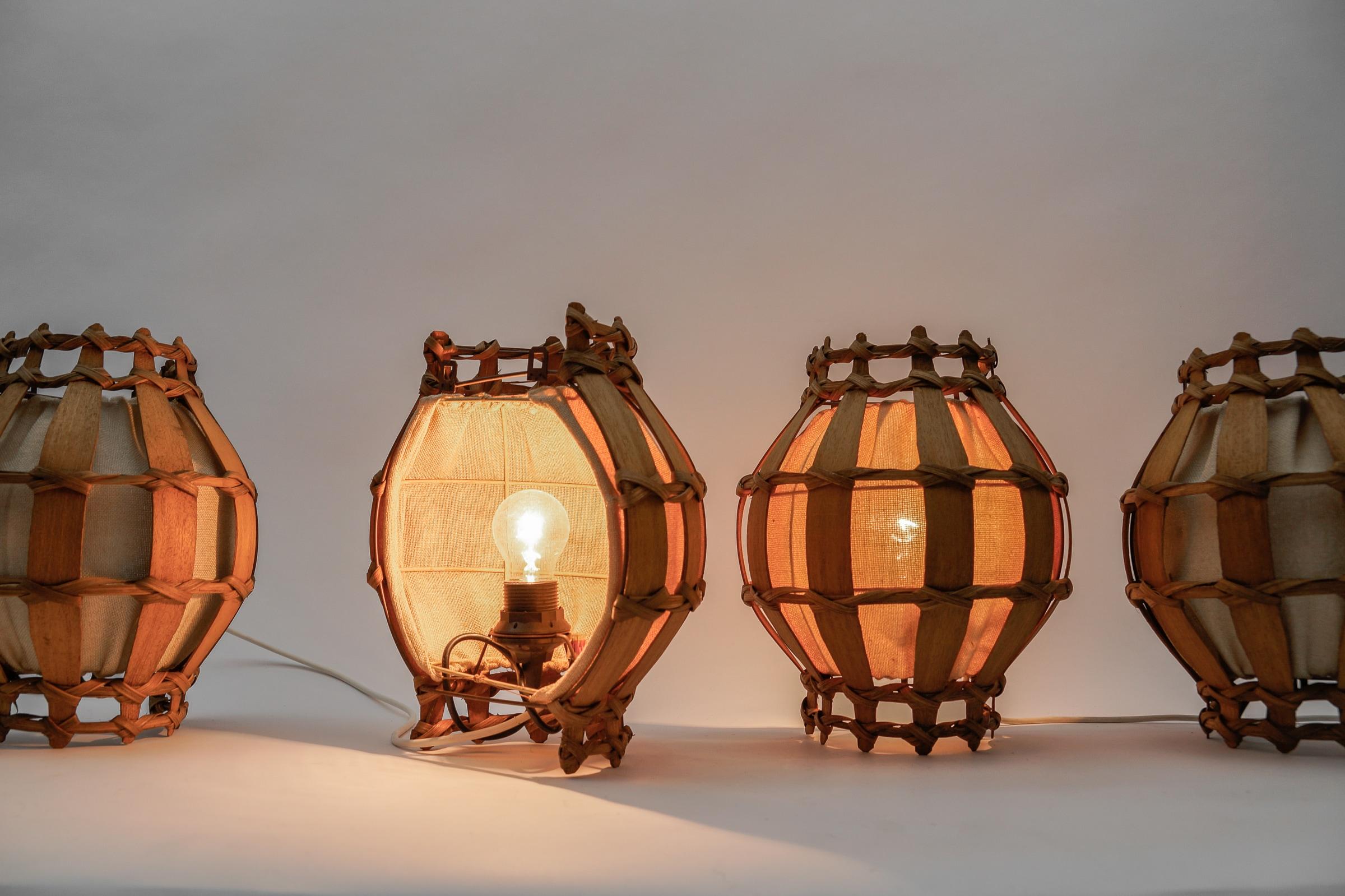 Set of Four French Provincial Wooden Wall Lamps / Sconces, 1960s For Sale 8