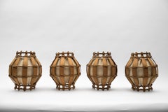 Set of Four French Provincial Wooden Wall Lamps / Sconces, 1960s