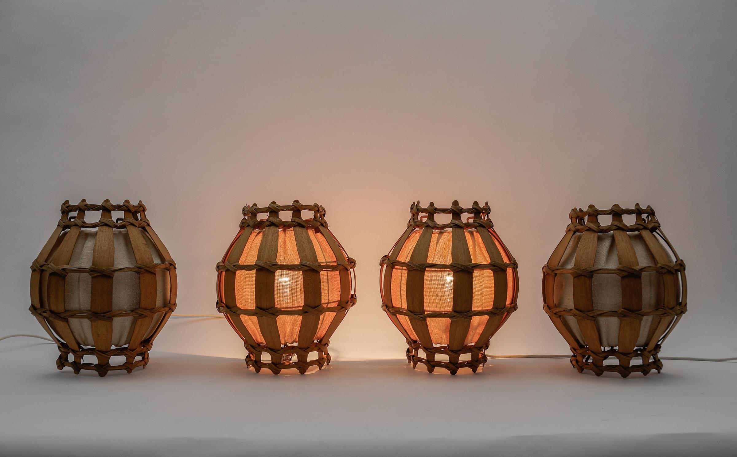 Set of Four French Provincial Wooden Wall Lamps / Sconces, 1960s For Sale 4
