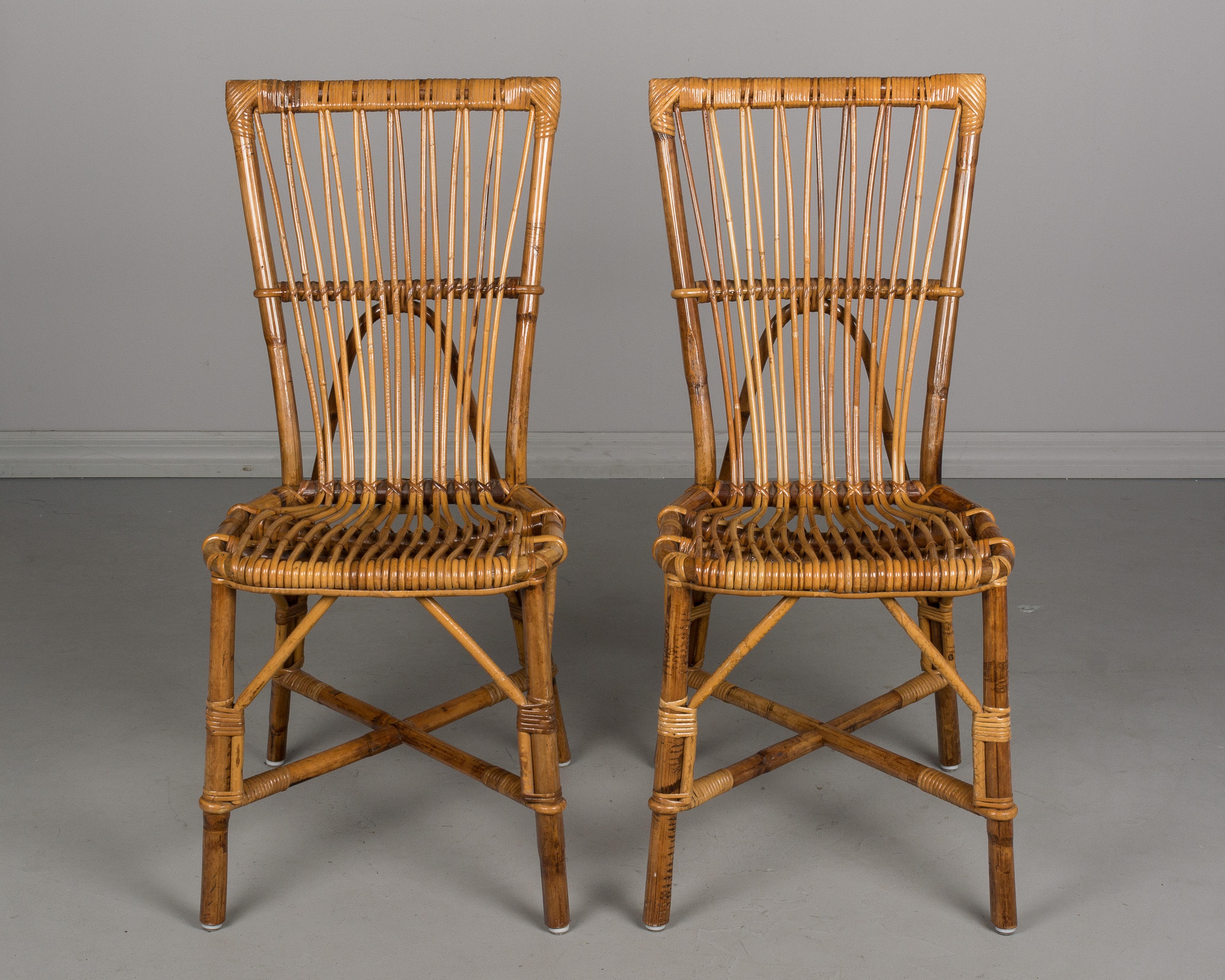 Set of Four French Rattan Dining Chairs 3