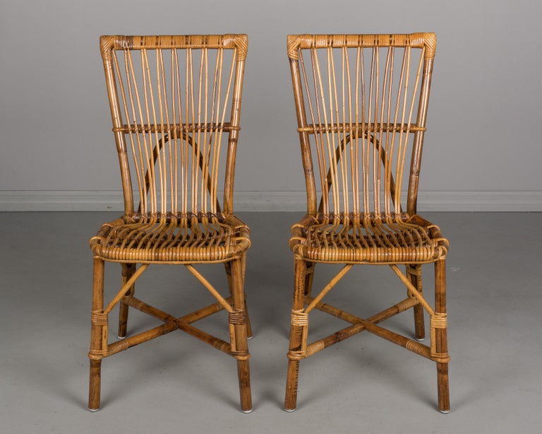 Set of Four French Rattan Dining Chairs at 1stDibs