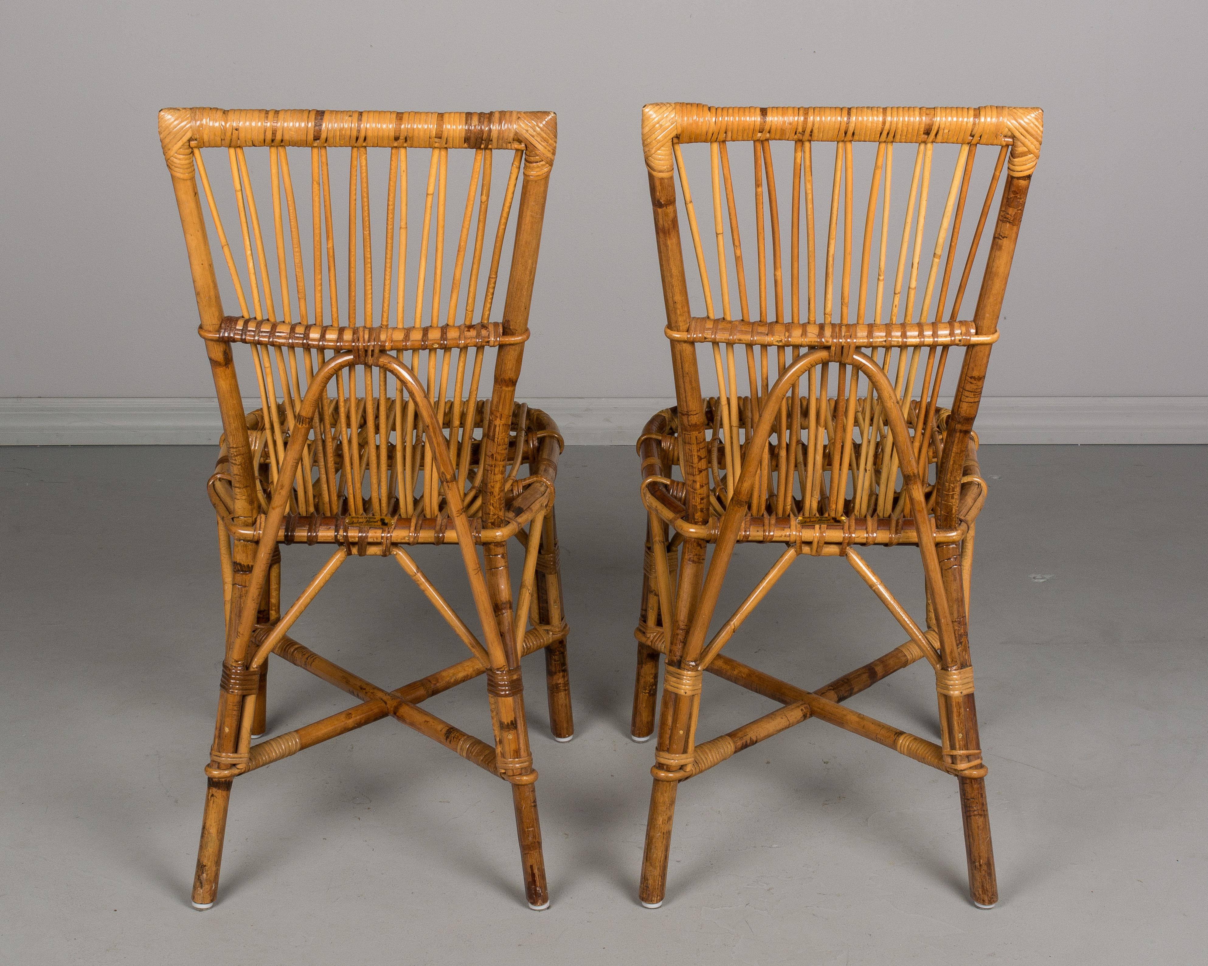 Set of Four French Rattan Dining Chairs 4