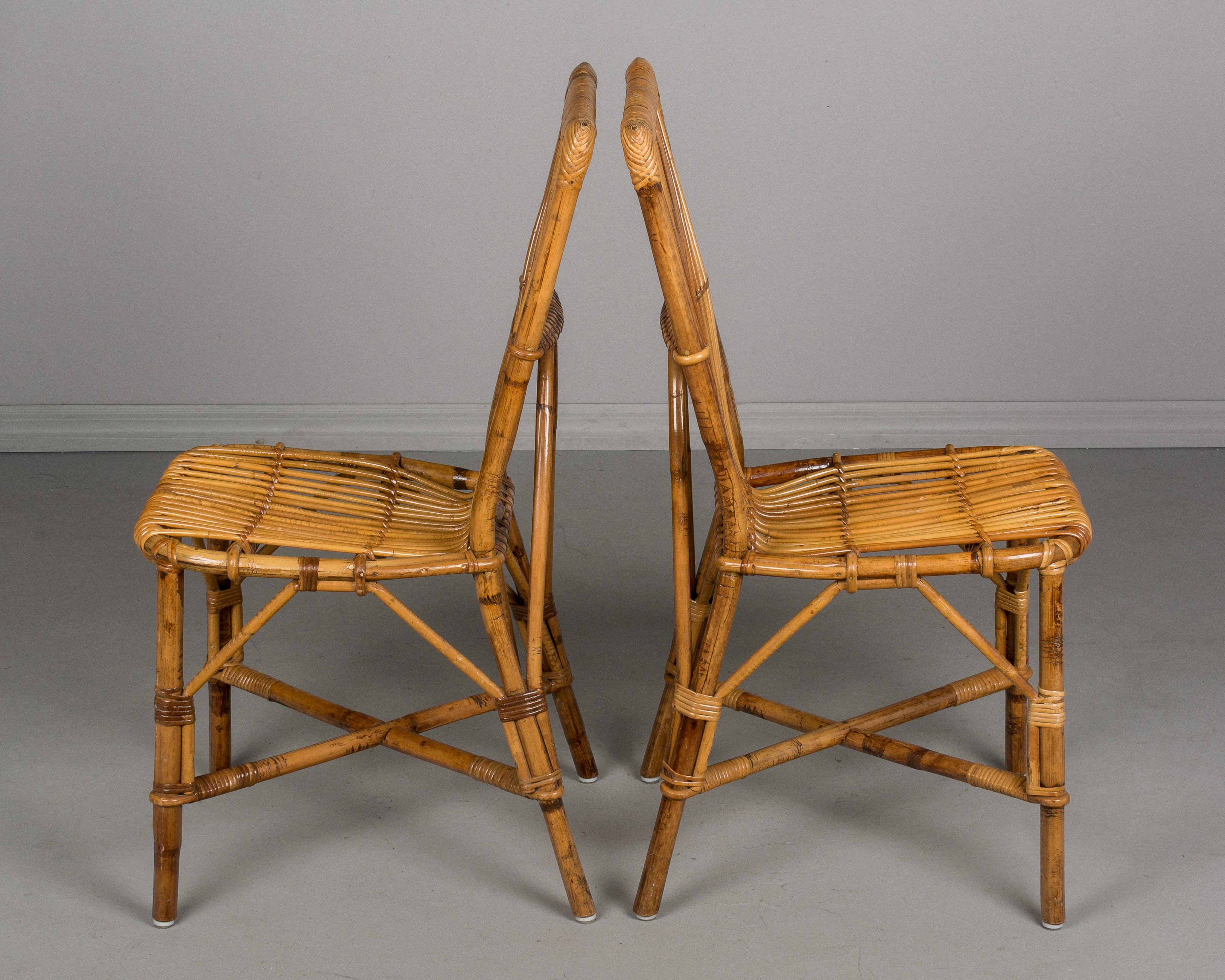 Set of Four French Rattan Dining Chairs 5