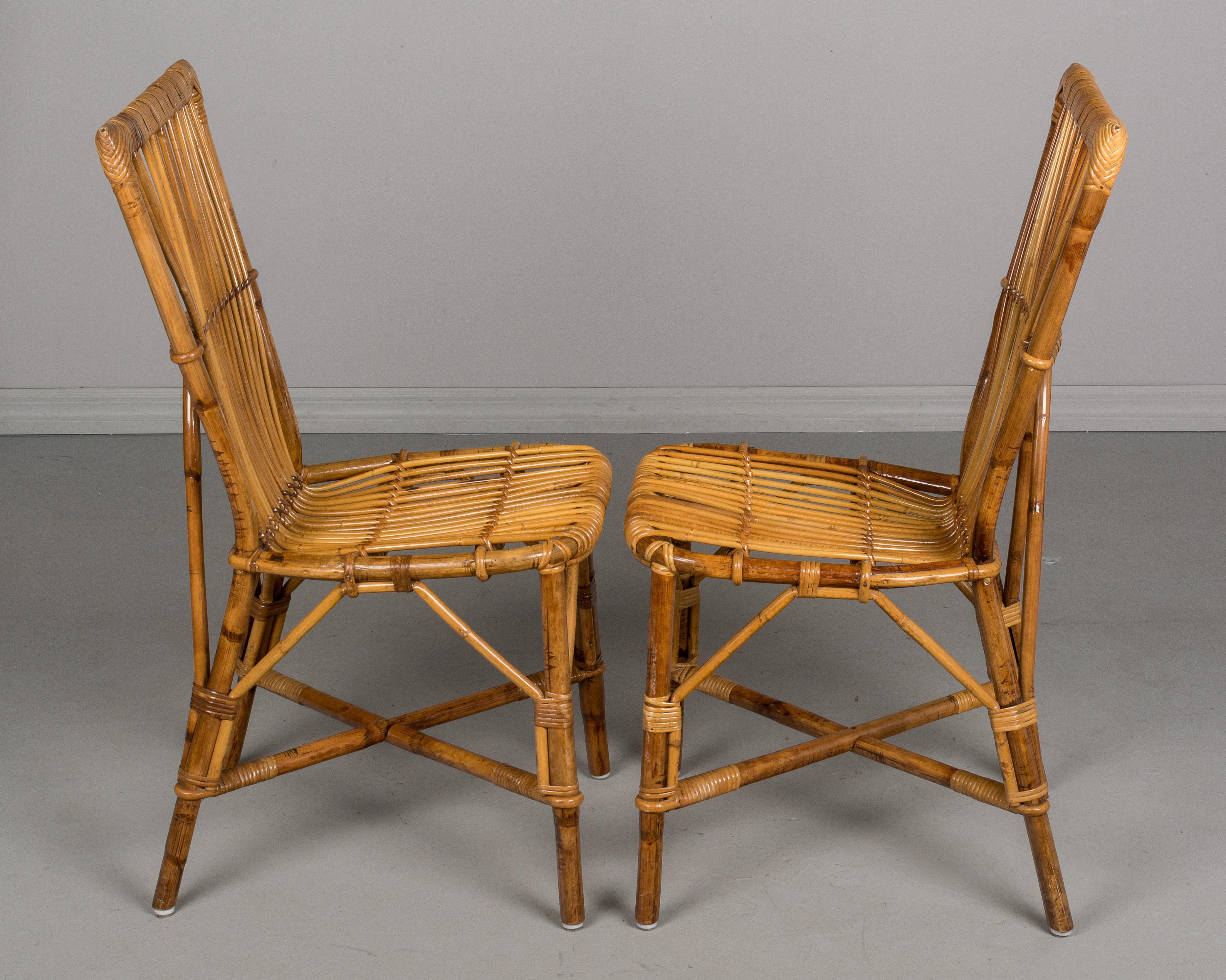 Set of Four French Rattan Dining Chairs 6