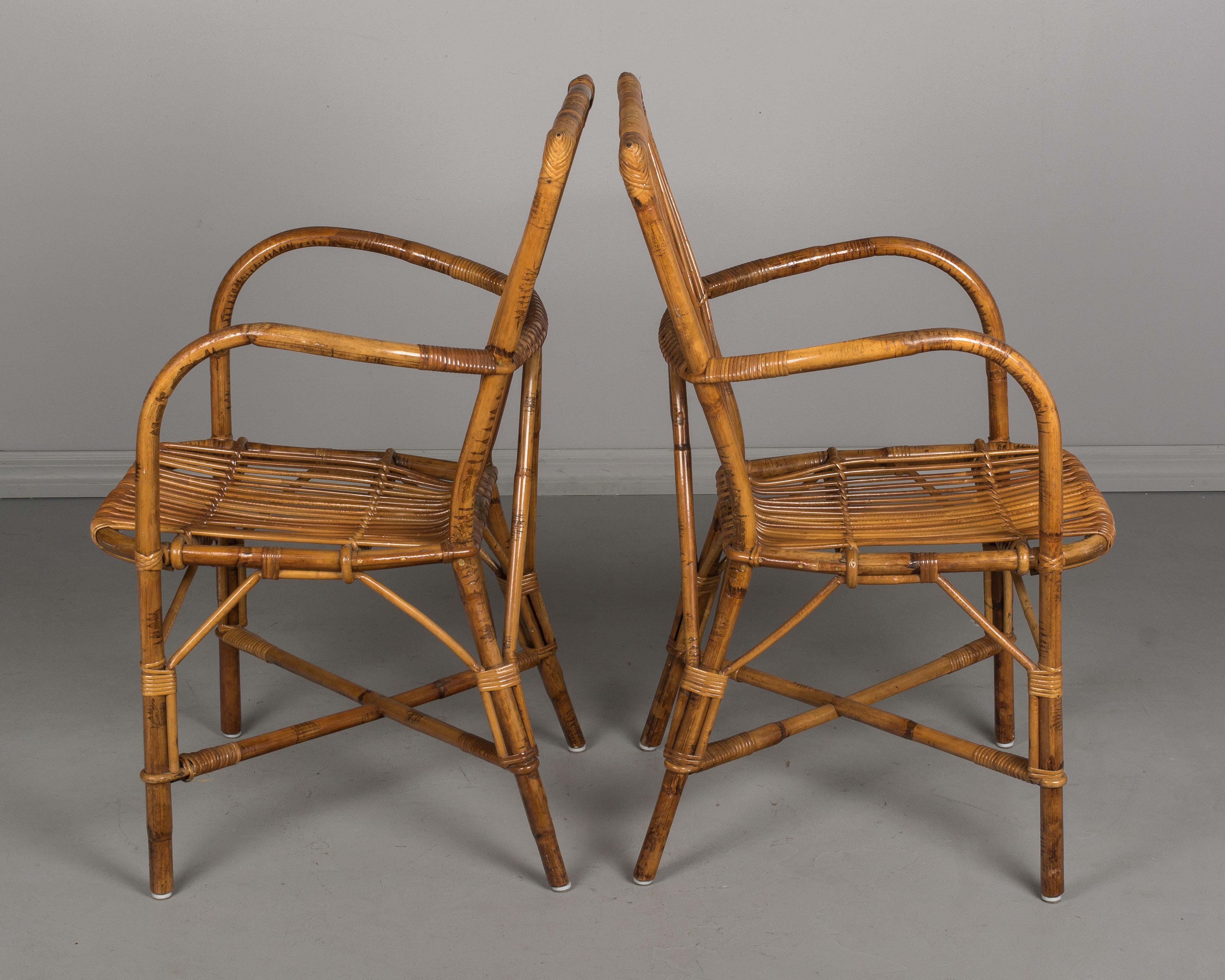 Set of Four French Rattan Dining Chairs In Good Condition In Winter Park, FL