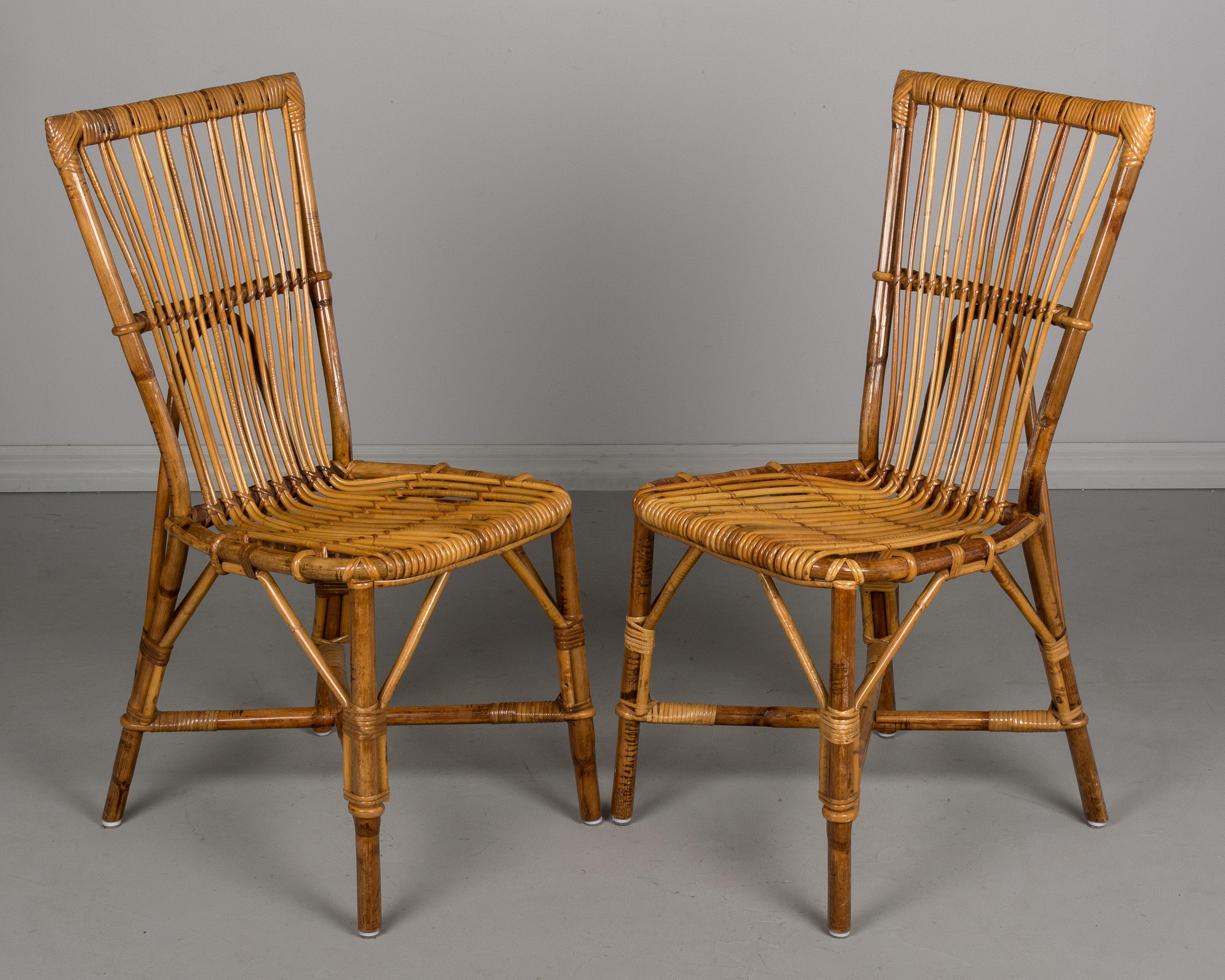 Set of Four French Rattan Dining Chairs 1