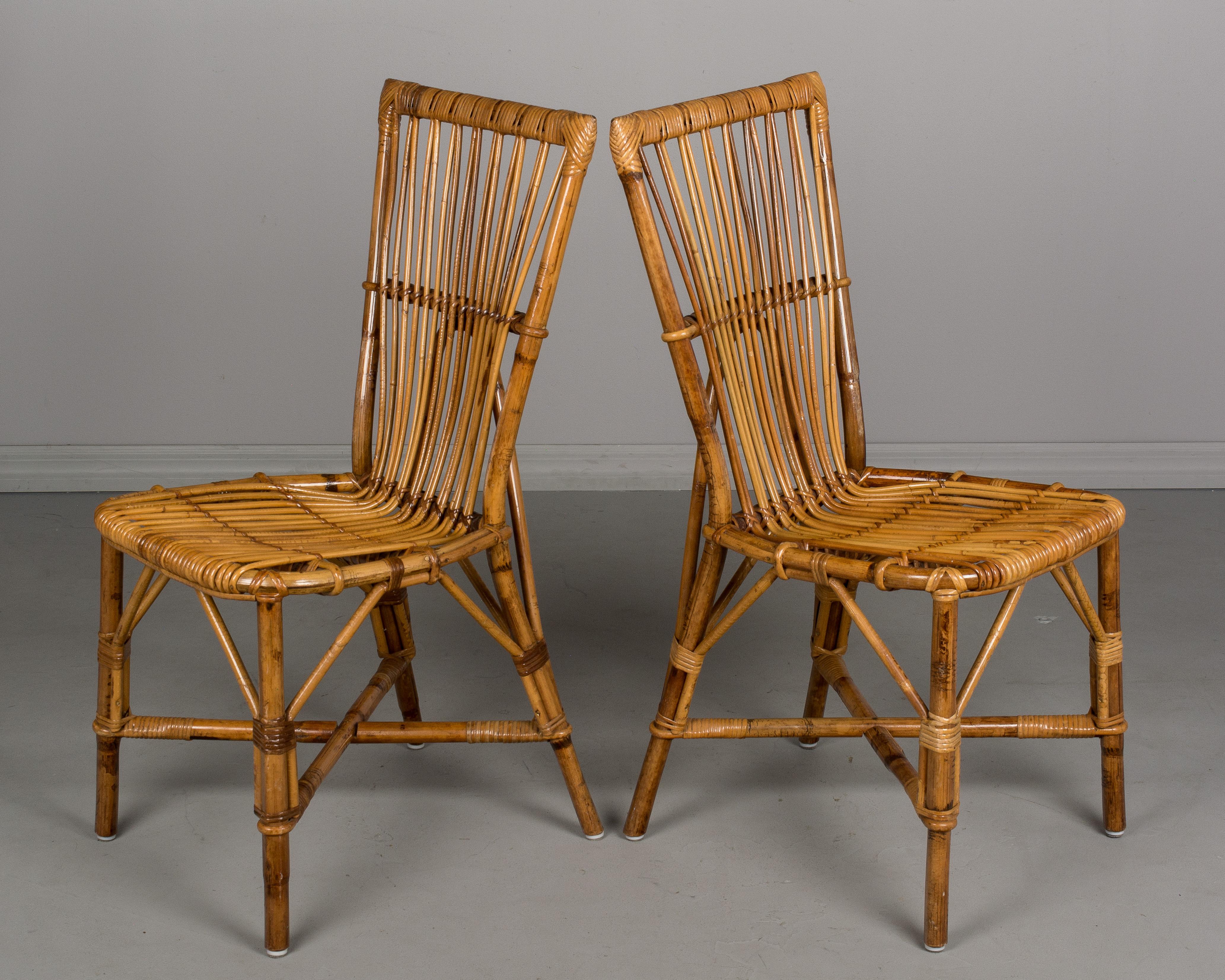 Set of Four French Rattan Dining Chairs 2