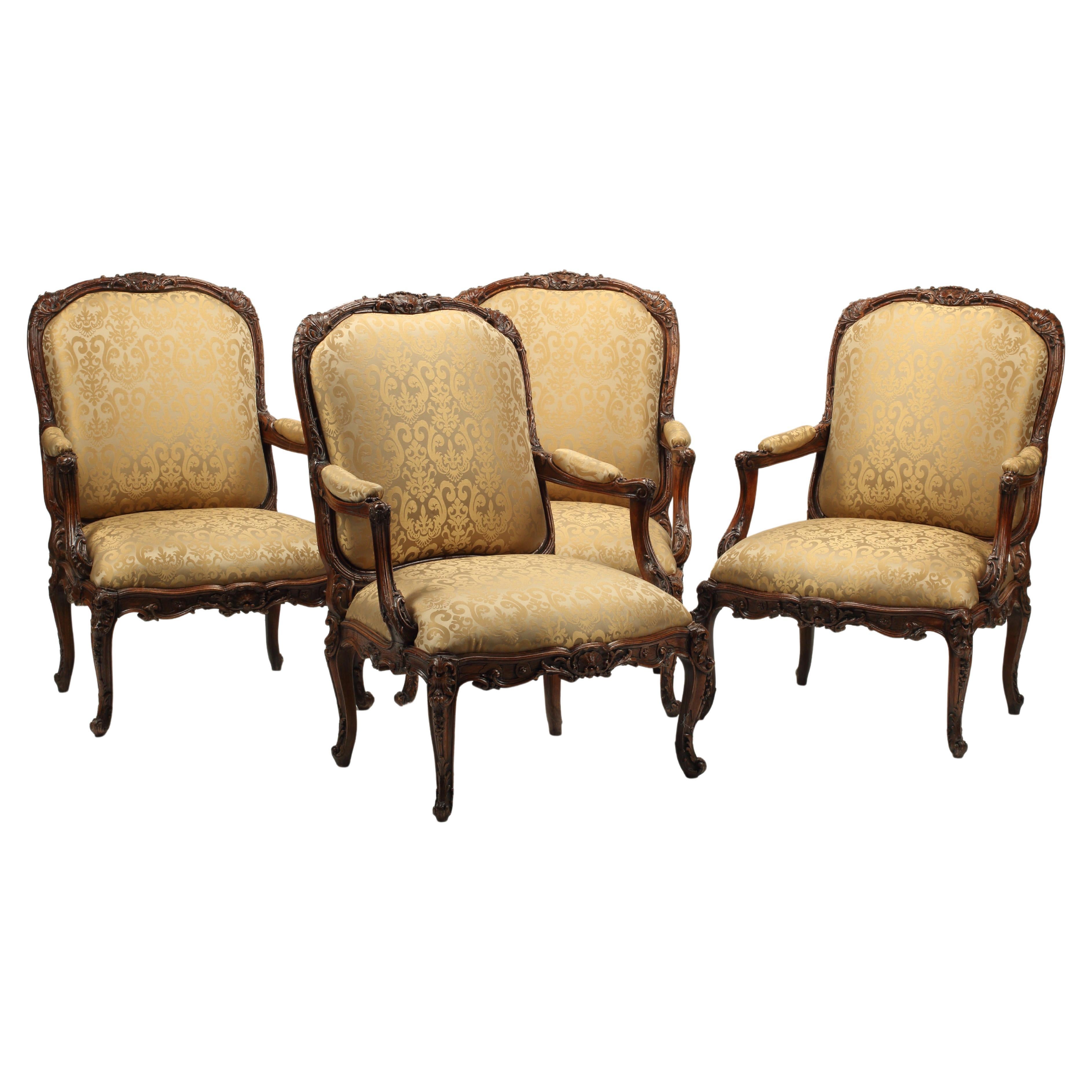 Set of Four French Régence Style Armchairs, 19th Century