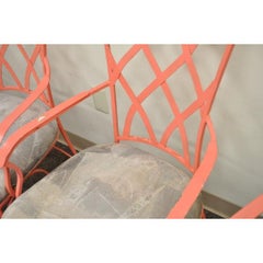 Set of Four French Regency Style Wrought Iron Patio Sunroom Dining Armchairs