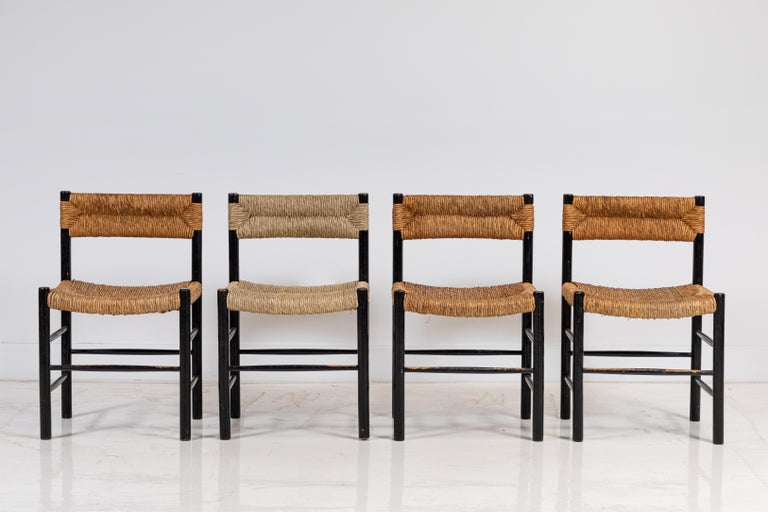 Set of Four French Rush Seat and Back Dining Chairs at 1stDibs