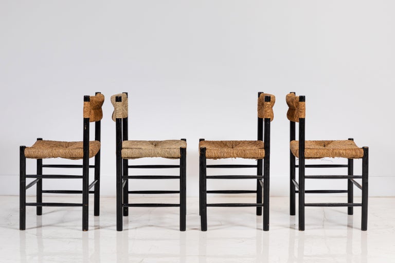 Set of Four French Rush Seat and Back Dining Chairs at 1stDibs