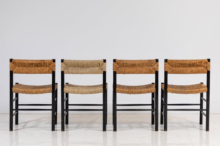Set of Four French Rush Seat and Back Dining Chairs at 1stDibs