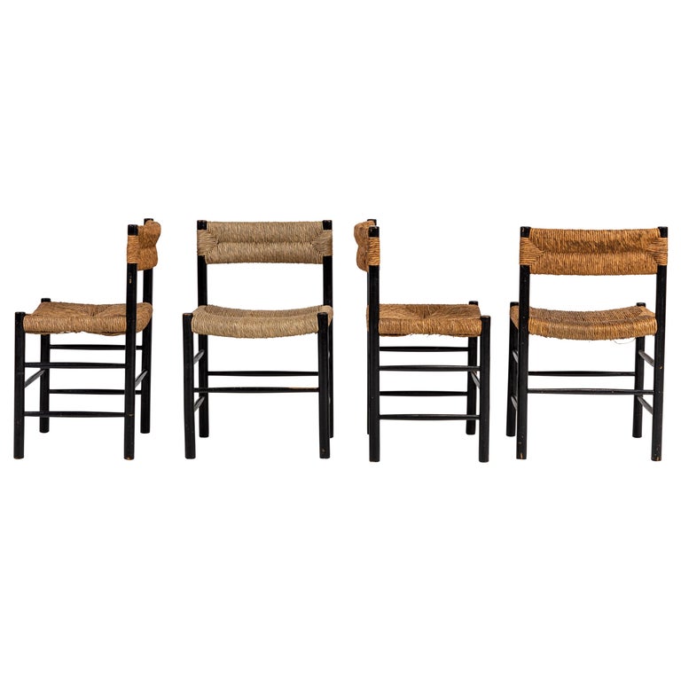 Set of Four French Rush Seat and Back Dining Chairs at 1stDibs